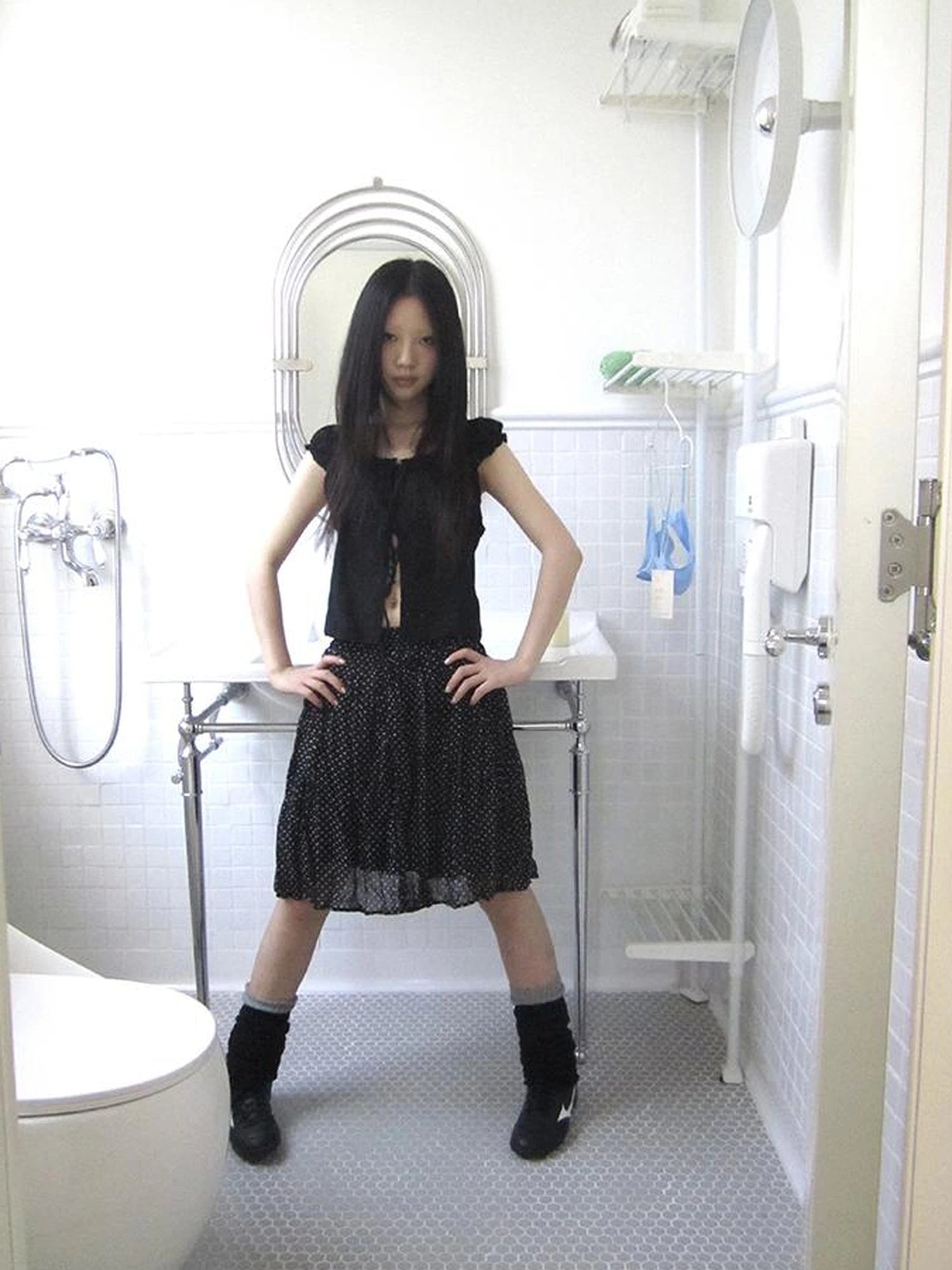 Vintage Korean Summer Layered Hollow Out Tie Crop Top