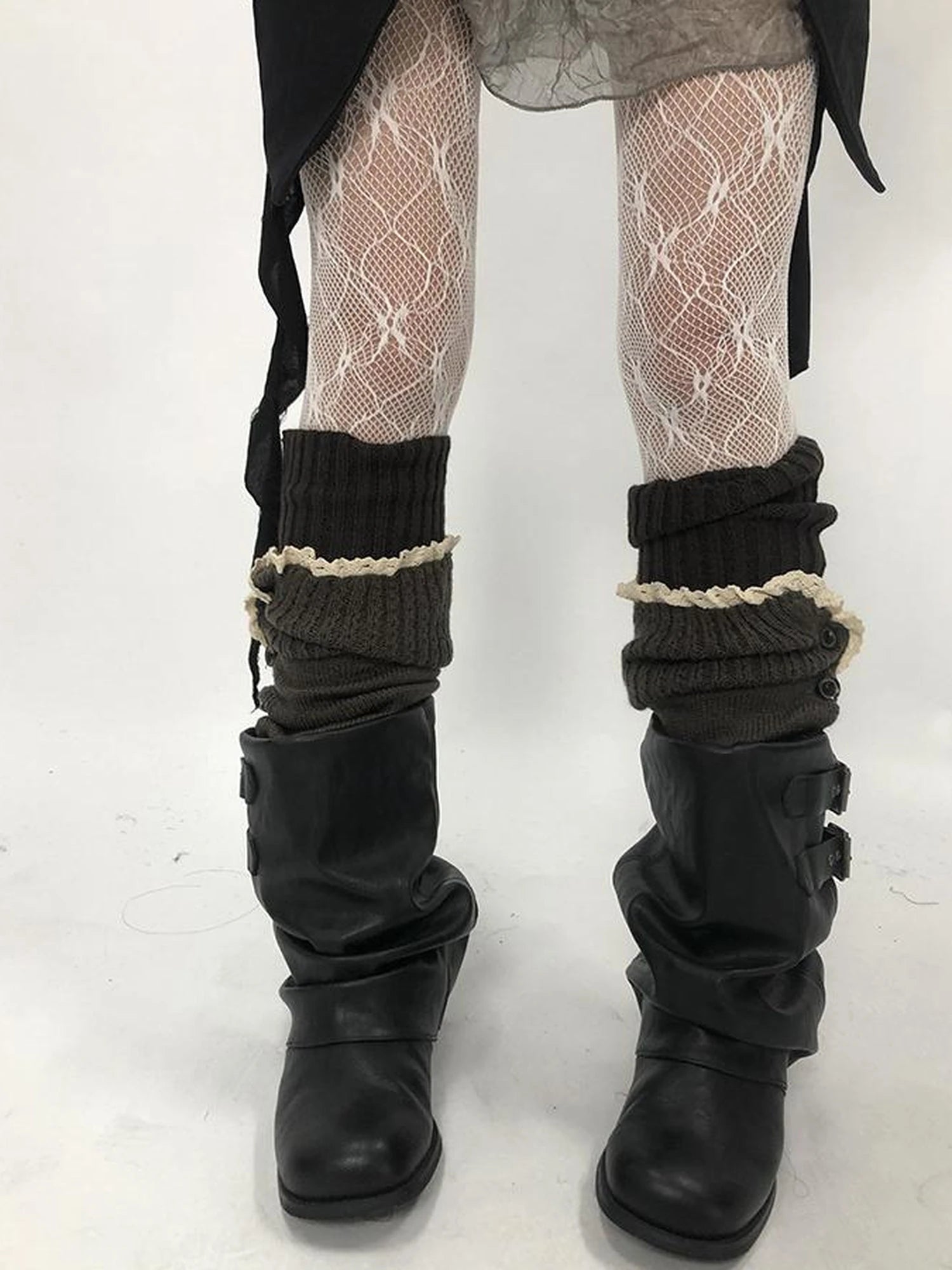 Vintage Lace Button Bubble Socks Leg Warmers Set