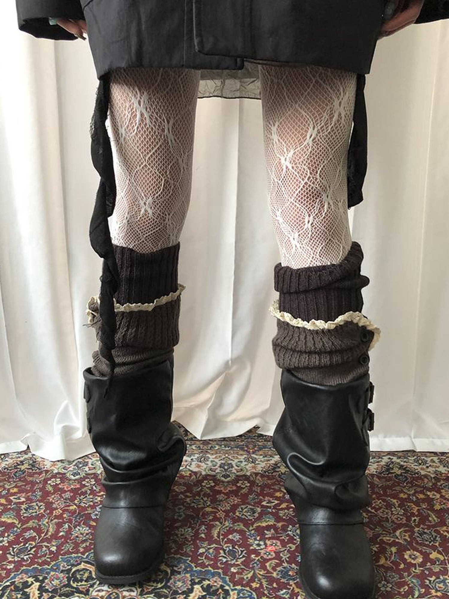 ang project Vintage Lace Button Bubble Socks Leg Warmers Set