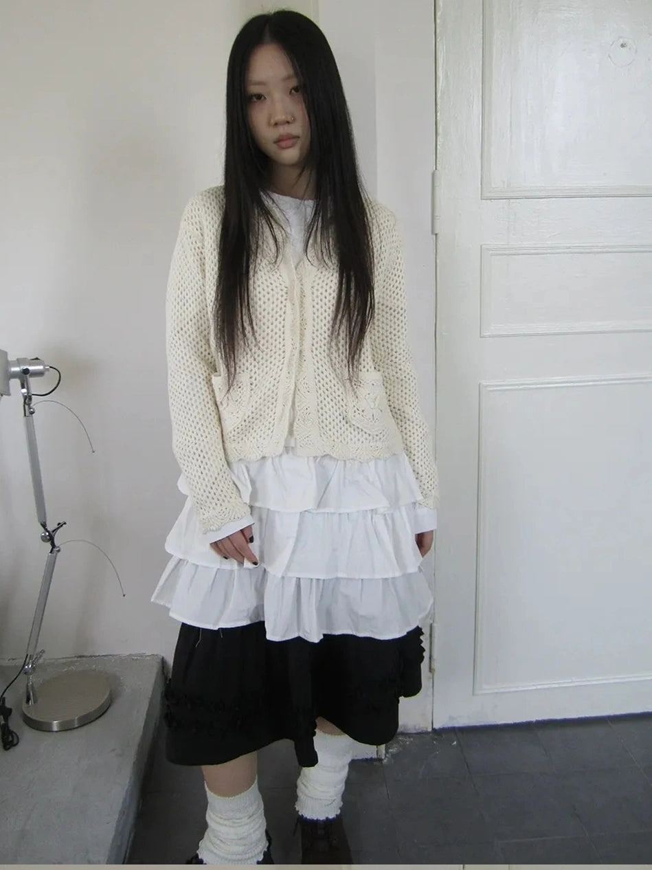 ang project Vintage Lace Collar Button Front Knit Cardigan Cardigan