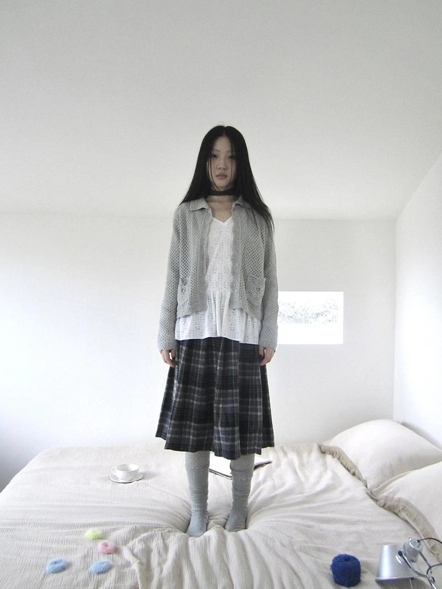 ang project Vintage Lace Collar Button Front Knit Cardigan Cardigan