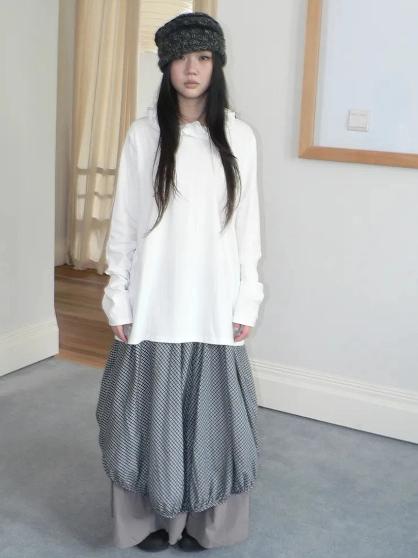 ang project Vintage Lace Collar Oversized Long Sleeve Tee T-shirt