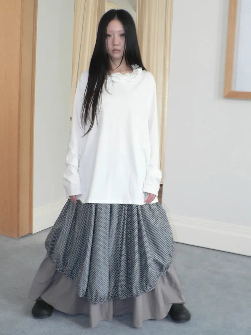 ang project Vintage Lace Collar Oversized Long Sleeve Tee T-shirt