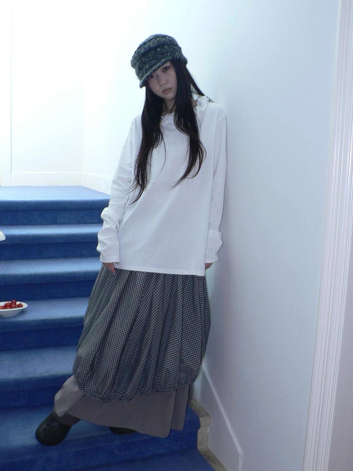 ang project Vintage Lace Collar Oversized Long Sleeve Tee T-shirt