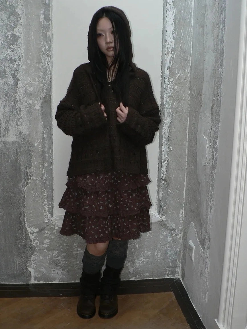 ang project Vintage Lace Crochet Hooded Crop Sweater Cardigan