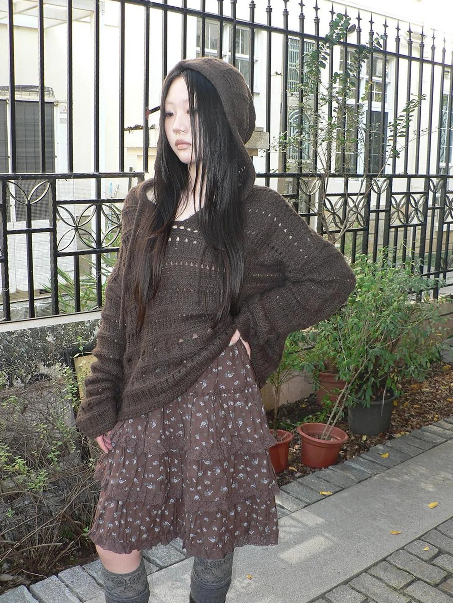 Vintage Lace Crochet Hooded Sweater Cardigan