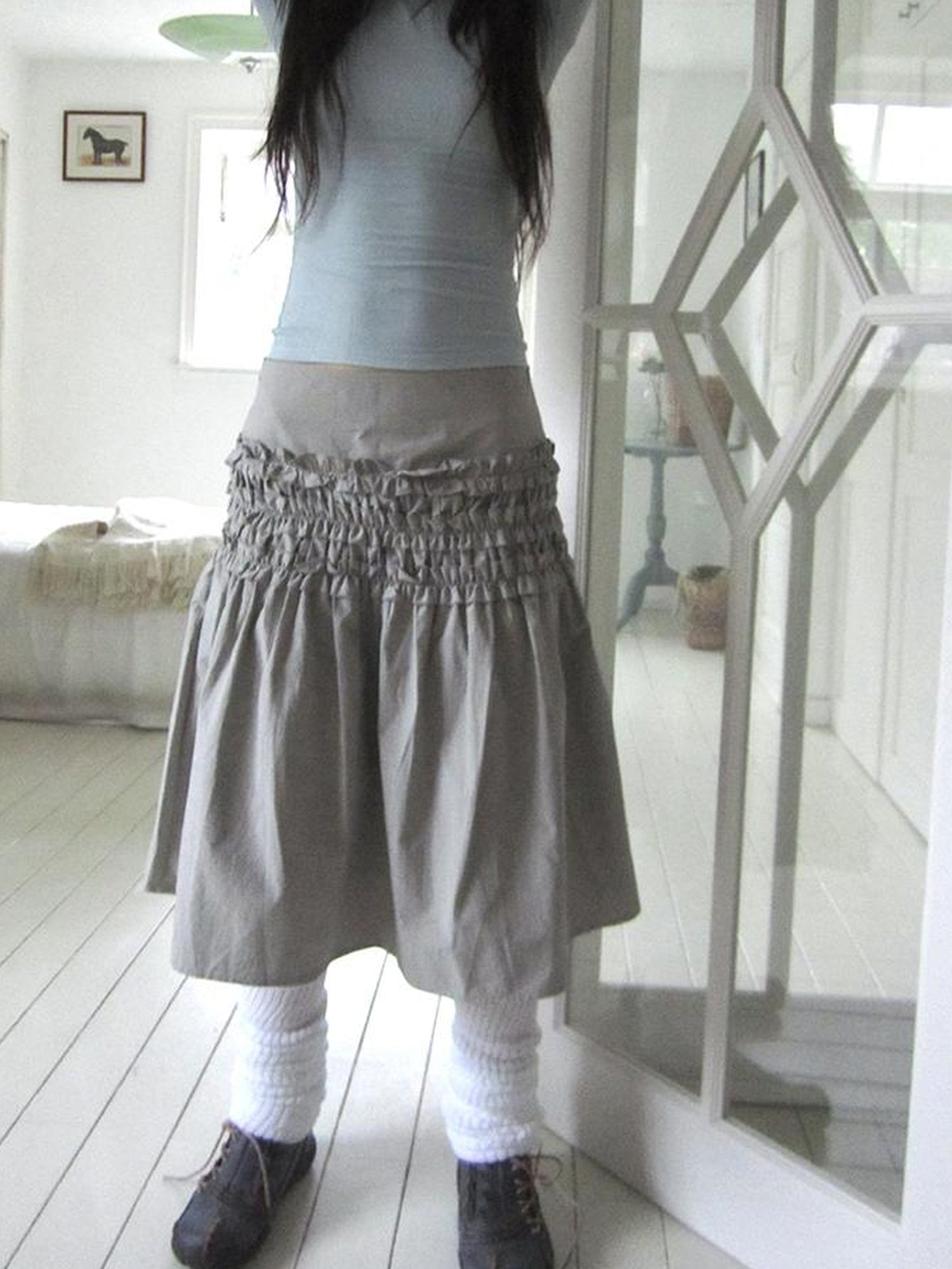 ang project Vintage Lace Edge Ruffle A Line Midi Skirt