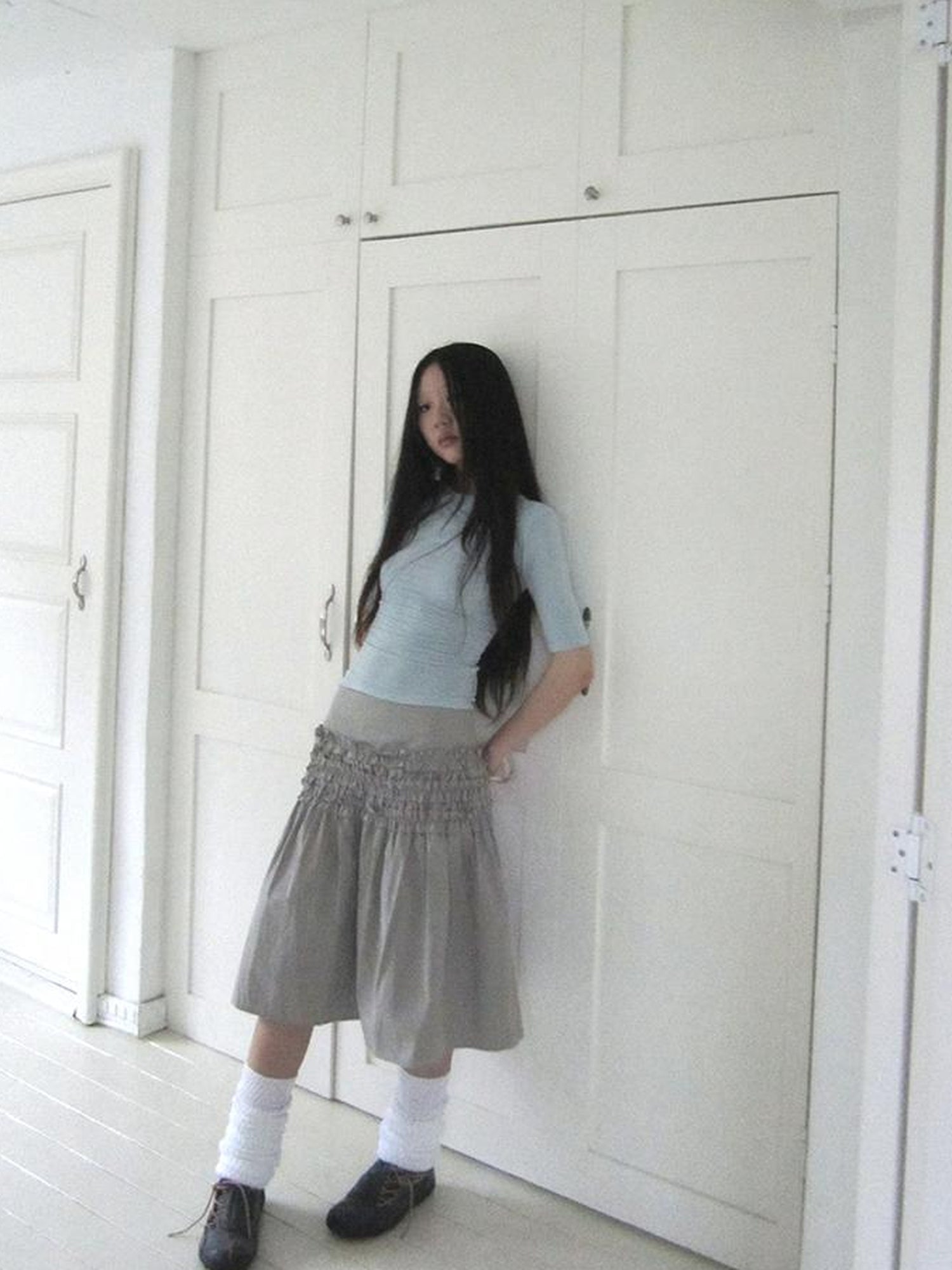 ang project Vintage Lace Edge Ruffle A Line Midi Skirt