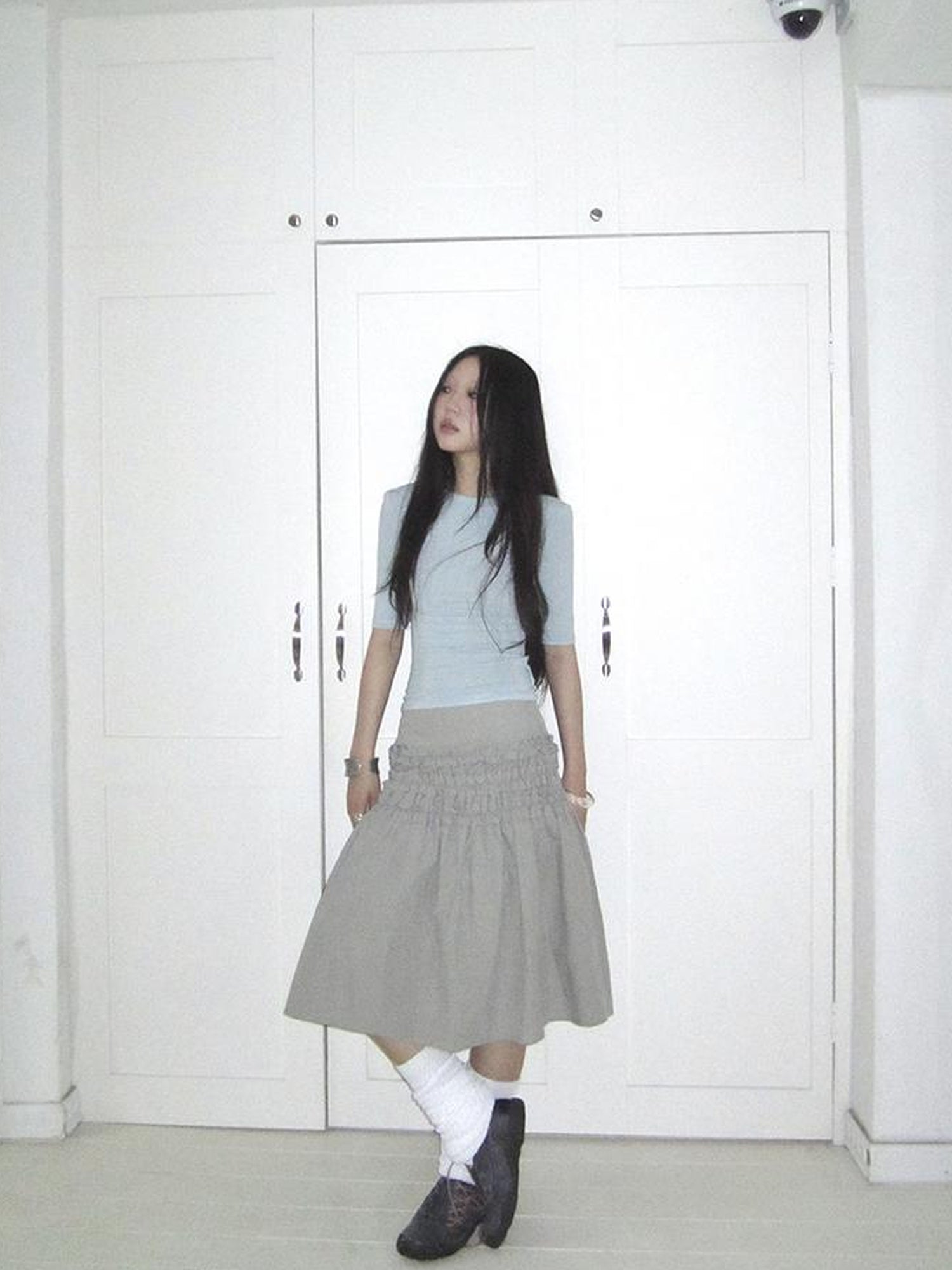 ang project Vintage Lace Edge Ruffle A Line Midi Skirt