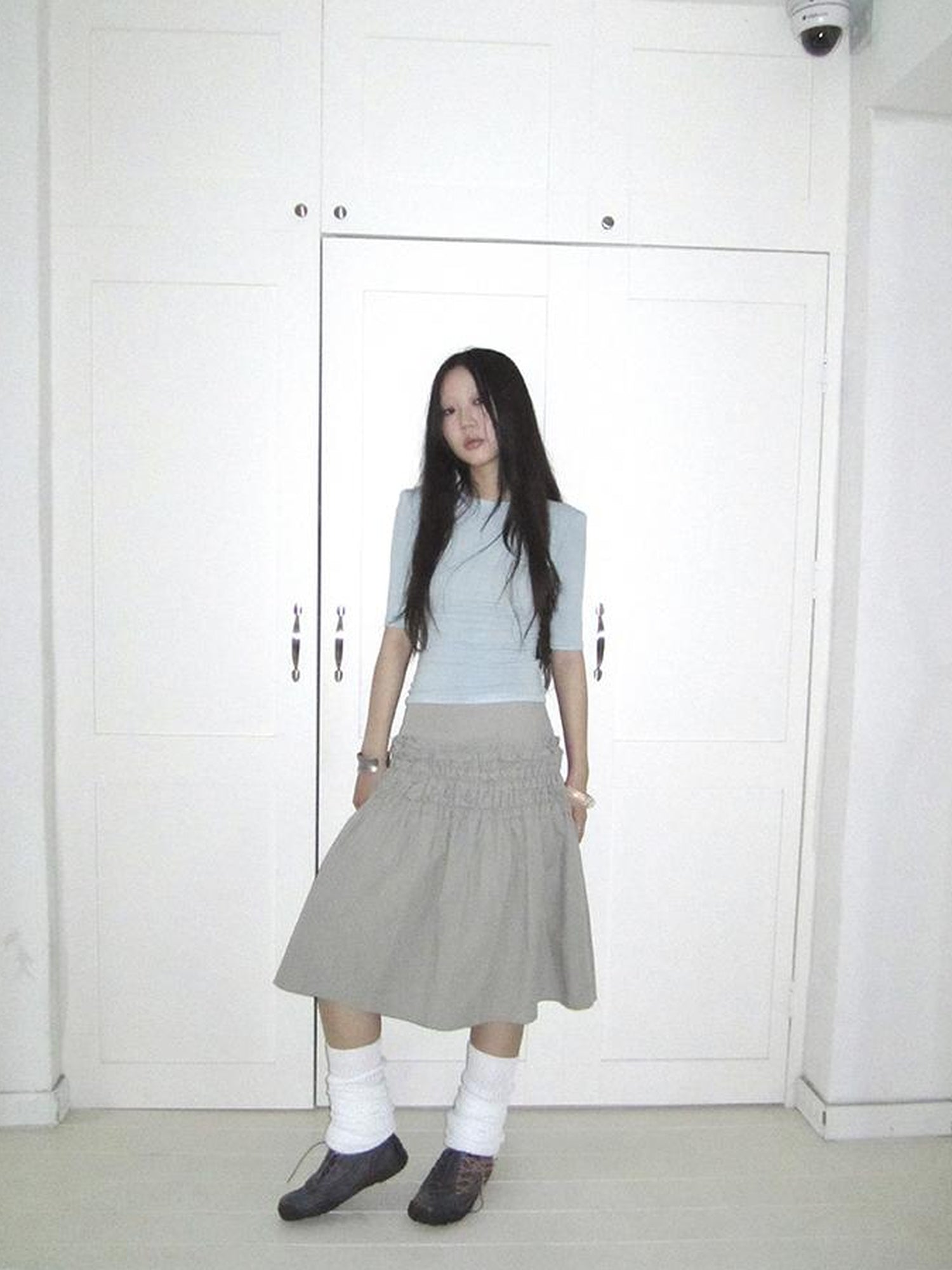 ang project Vintage Lace Edge Ruffle A Line Midi Skirt