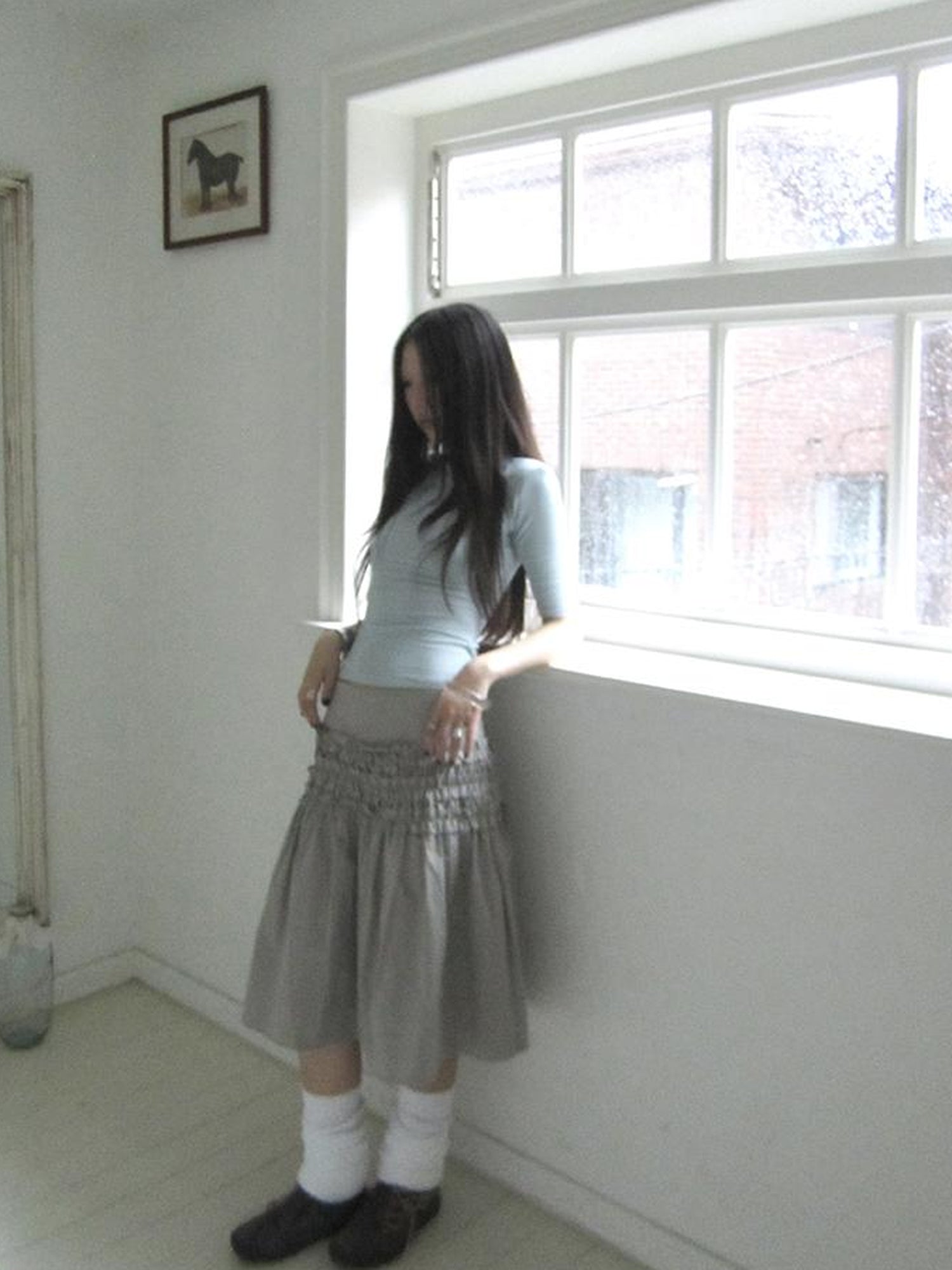 ang project Vintage Lace Edge Ruffle A Line Midi Skirt