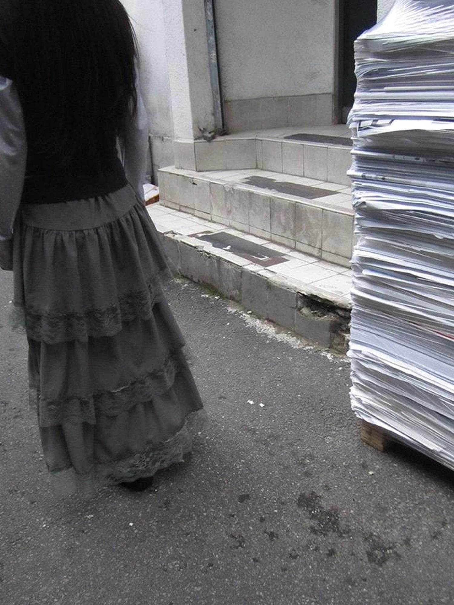 Vintage Lace Tiered Ruffle Hem Cake Skirt