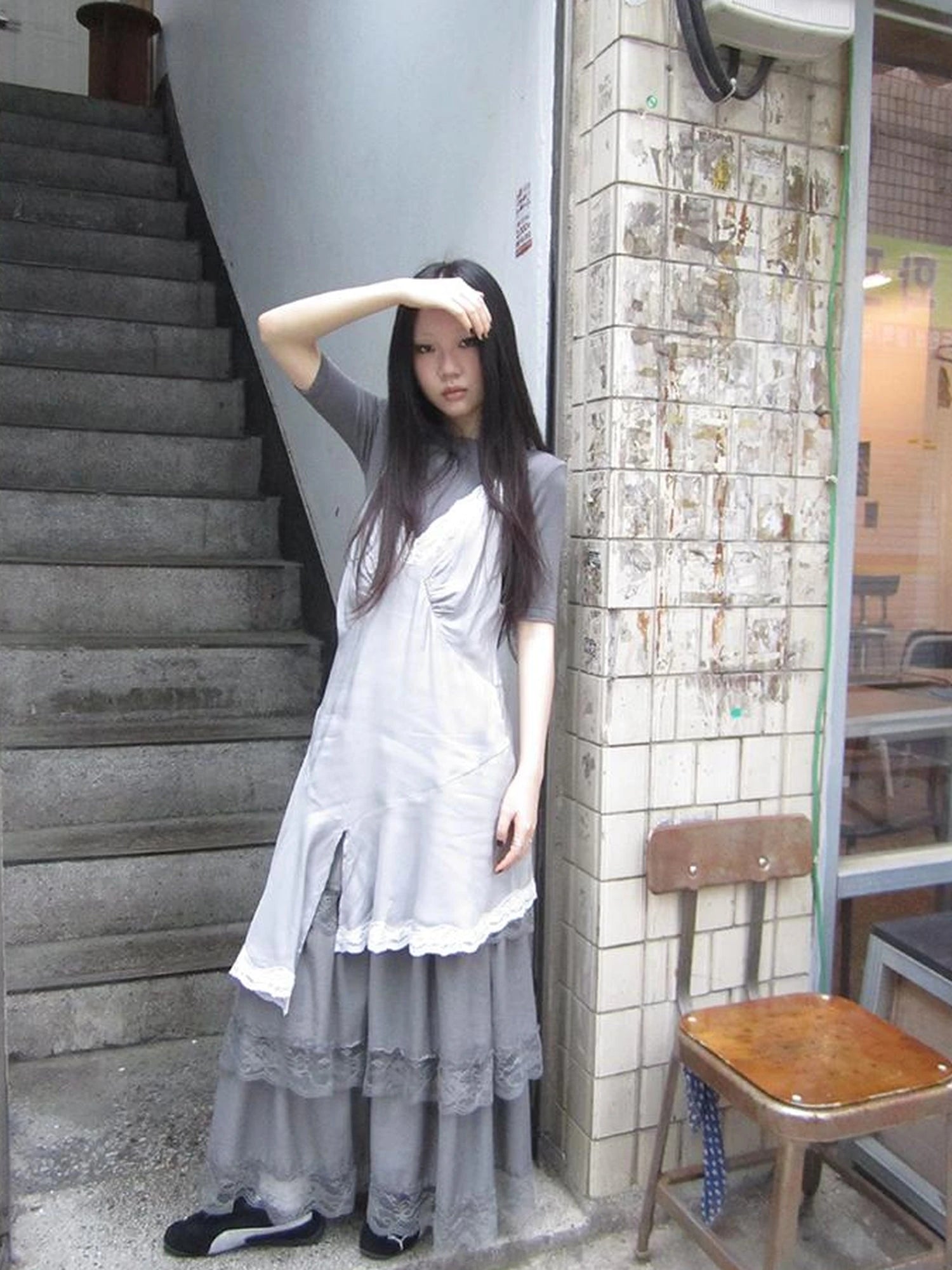 Vintage Lace Tiered Ruffle Hem Cake Skirt