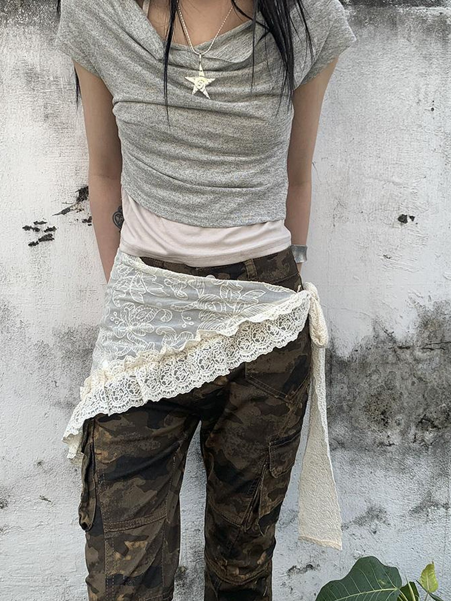 ang project Vintage Lace Trim Bandana Scarf Wrap