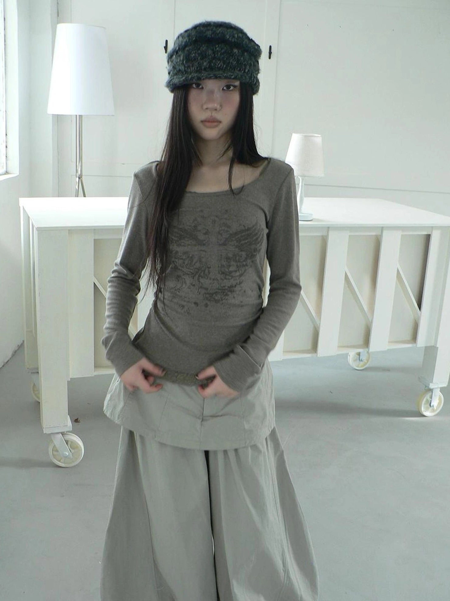 ang project Vintage Lace Trim U Neck Floral Print T-shirt T-shirt