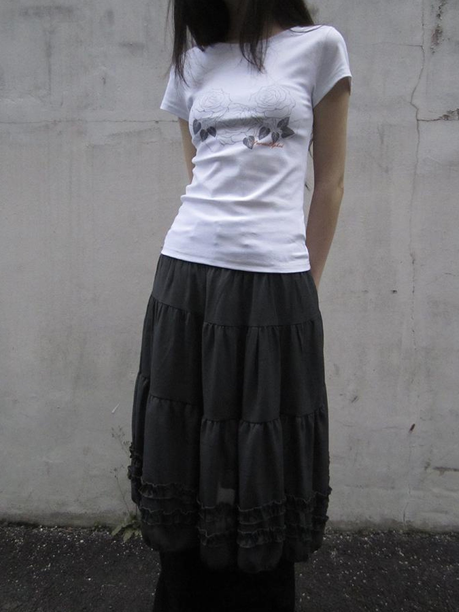 ang project Vintage Lace Trimmed Layered Flared Mini Skirt