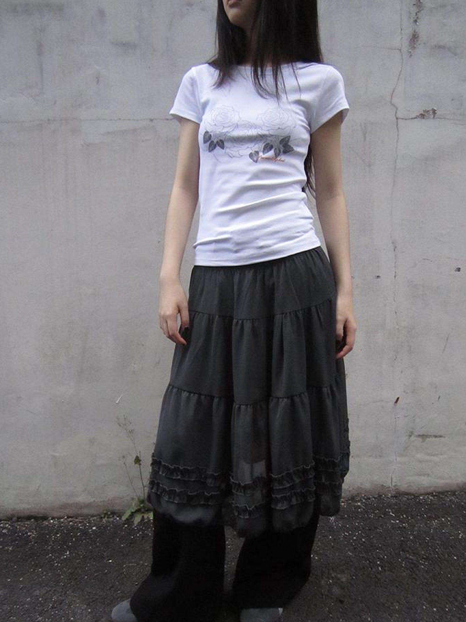 ang project Vintage Lace Trimmed Layered Flared Mini Skirt
