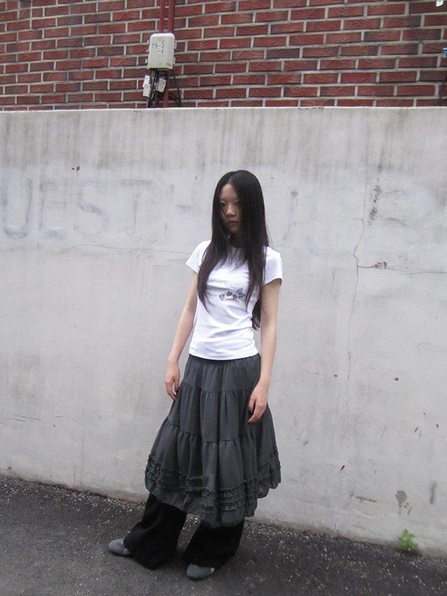 ang project Vintage Lace Trimmed Layered Flared Mini Skirt