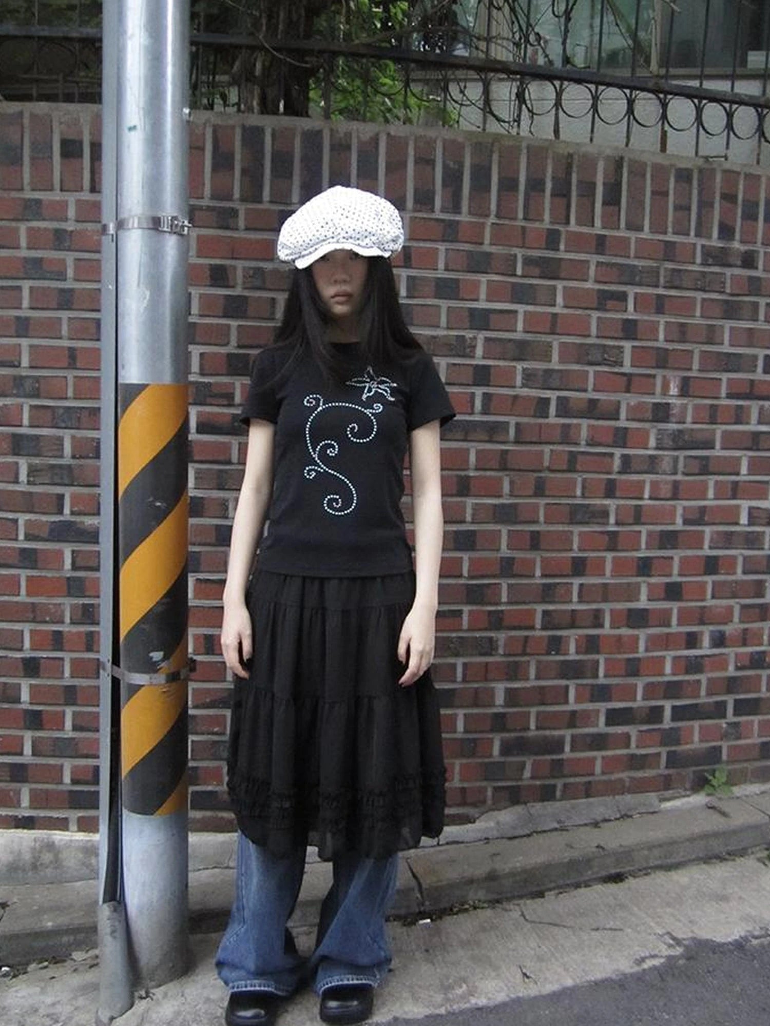 Vintage Lace Trimmed Layered Flared Mini Skirt