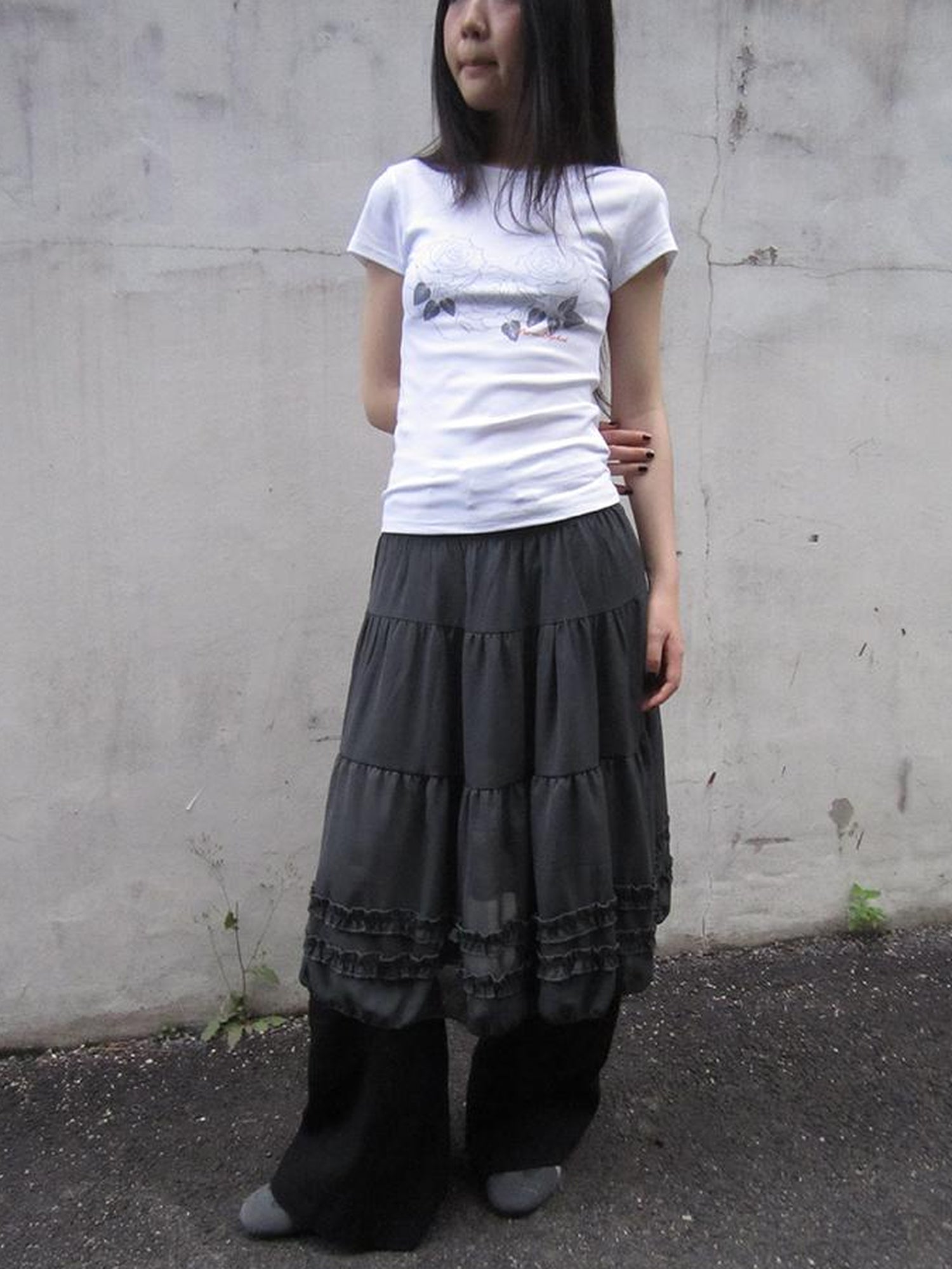 ang project Vintage Lace Trimmed Layered Flared Mini Skirt