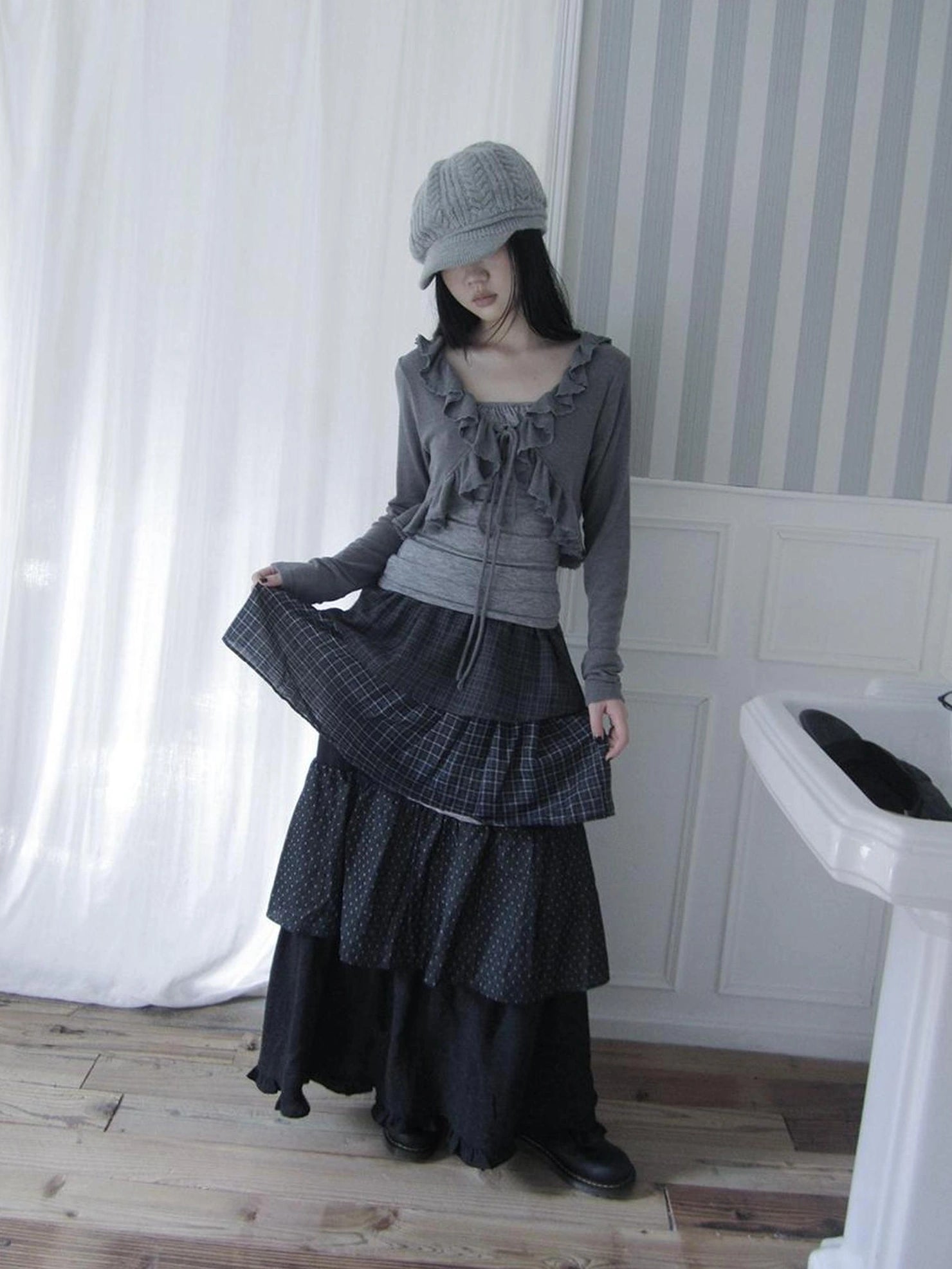 ang project Vintage Lace Trimmed Layered Two Piece Set Suits