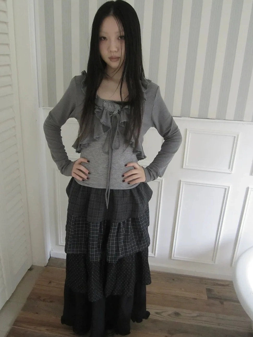 ang project Vintage Lace Trimmed Layered Two Piece Set Suits