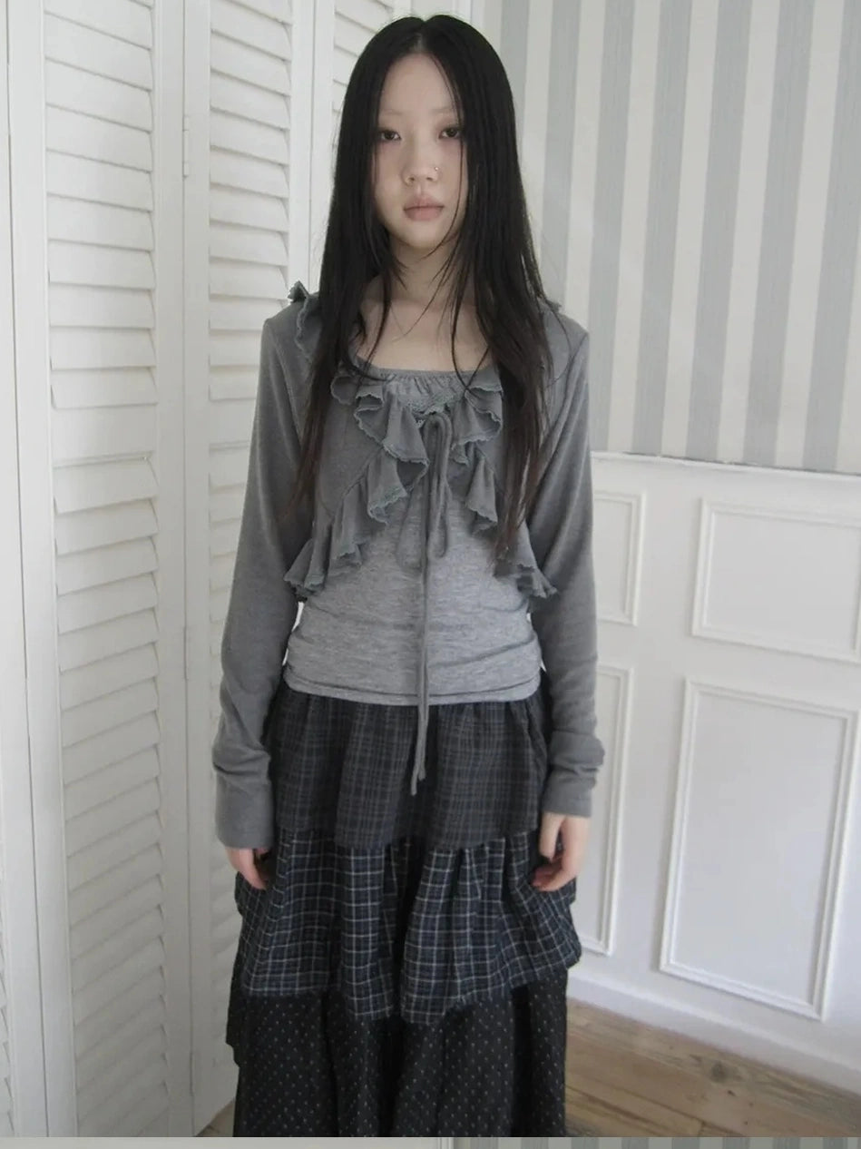 ang project Vintage Lace Trimmed Layered Two Piece Set Suits