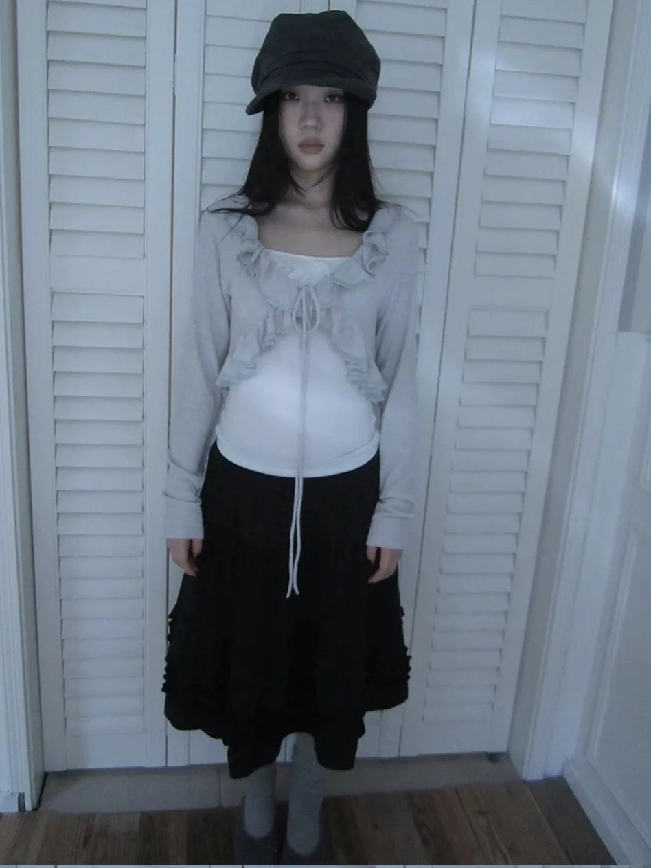 ang project Vintage Lace Trimmed Layered Two Piece Set Suits