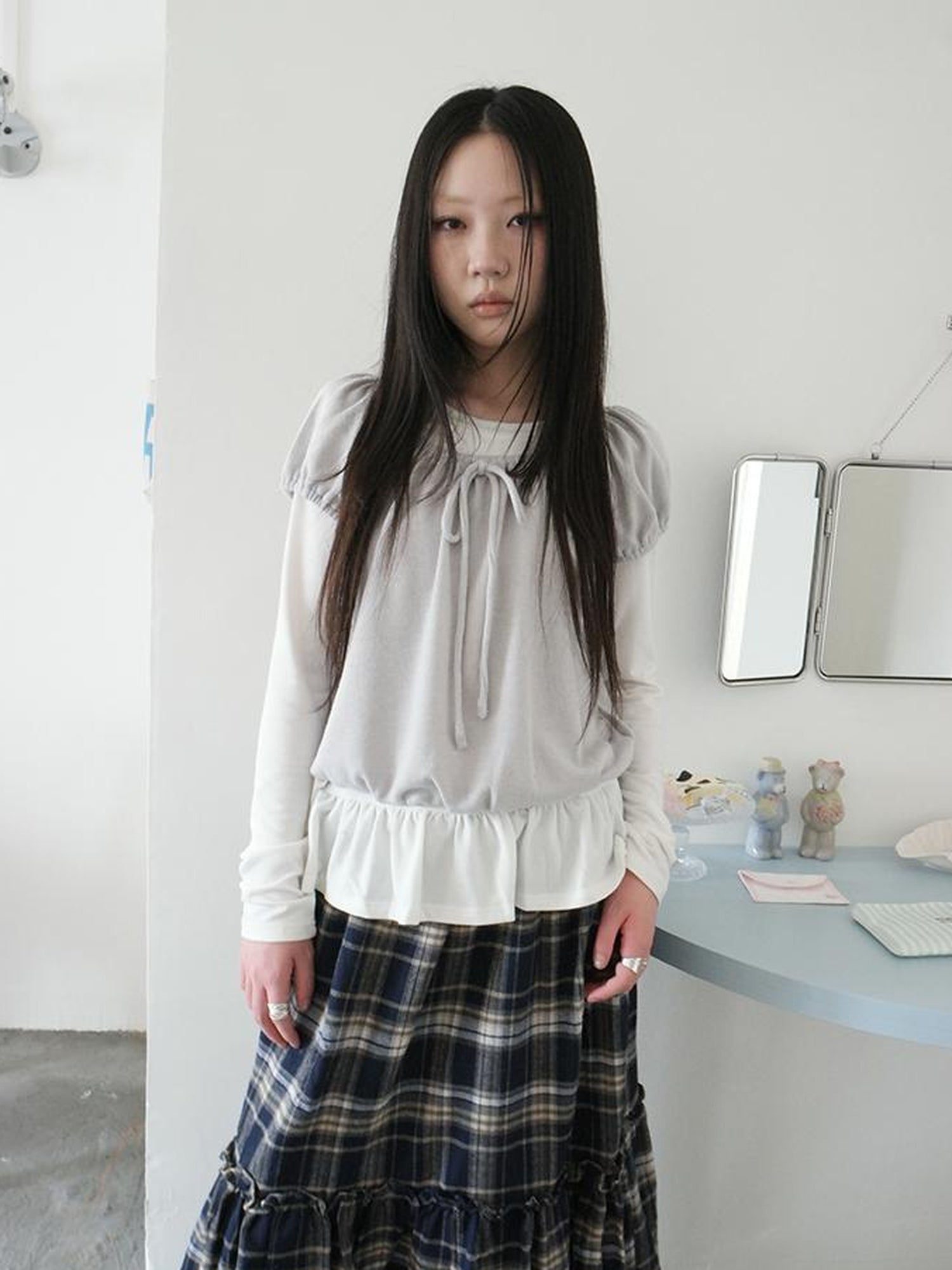 ang project Vintage Lace Up Layered Two Piece Set