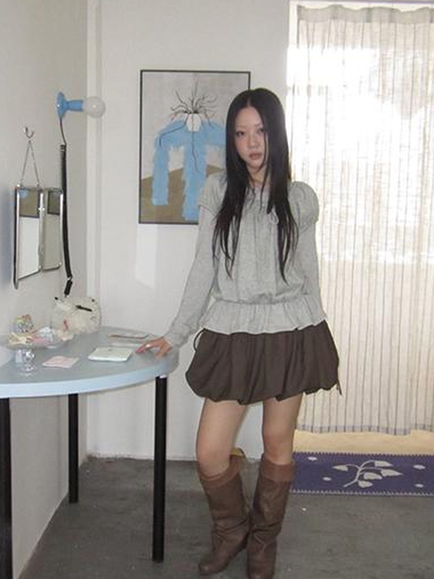 ang project Vintage Lace Up Layered Two Piece Set