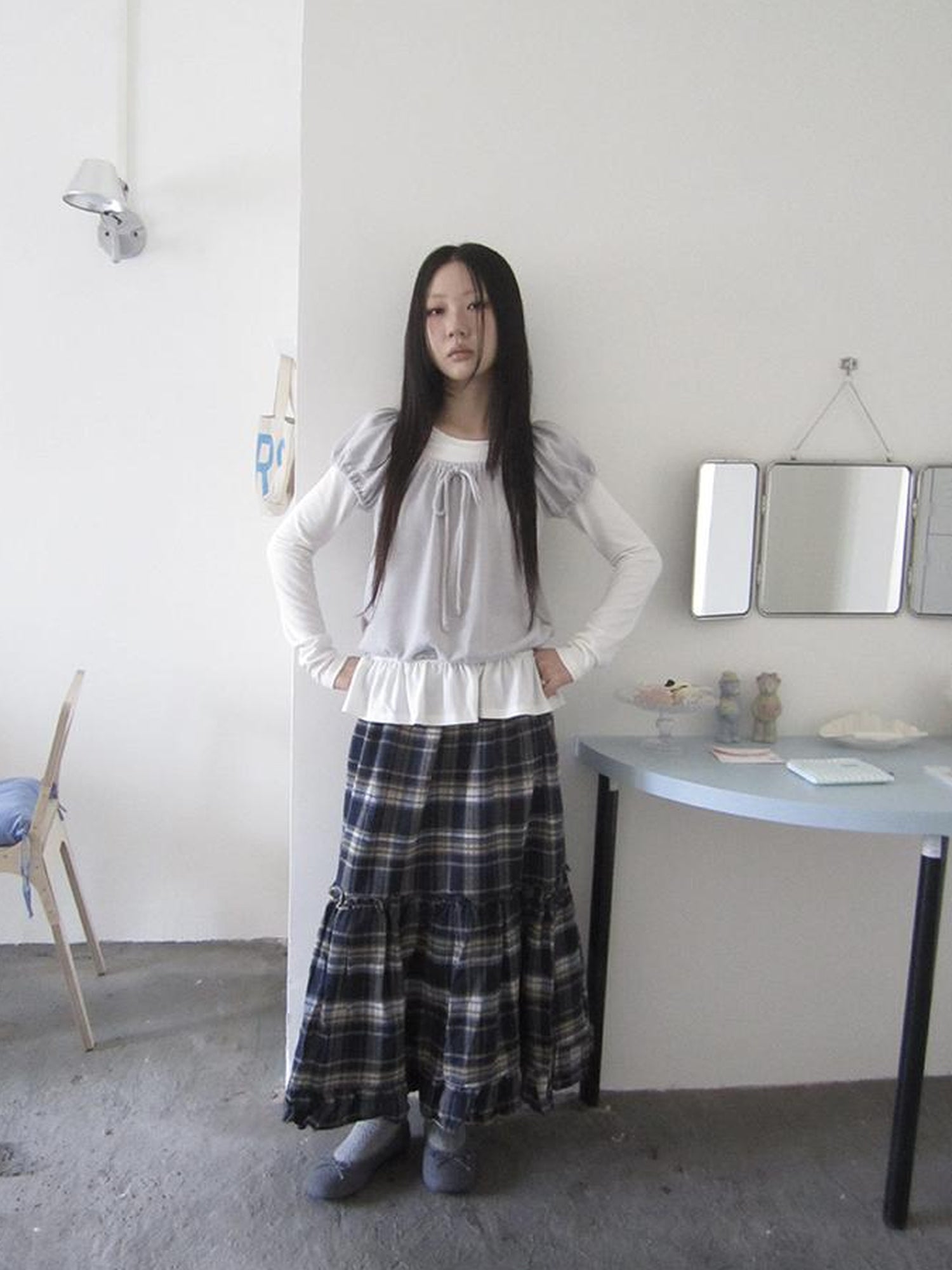 ang project Vintage Lace Up Layered Two Piece Set