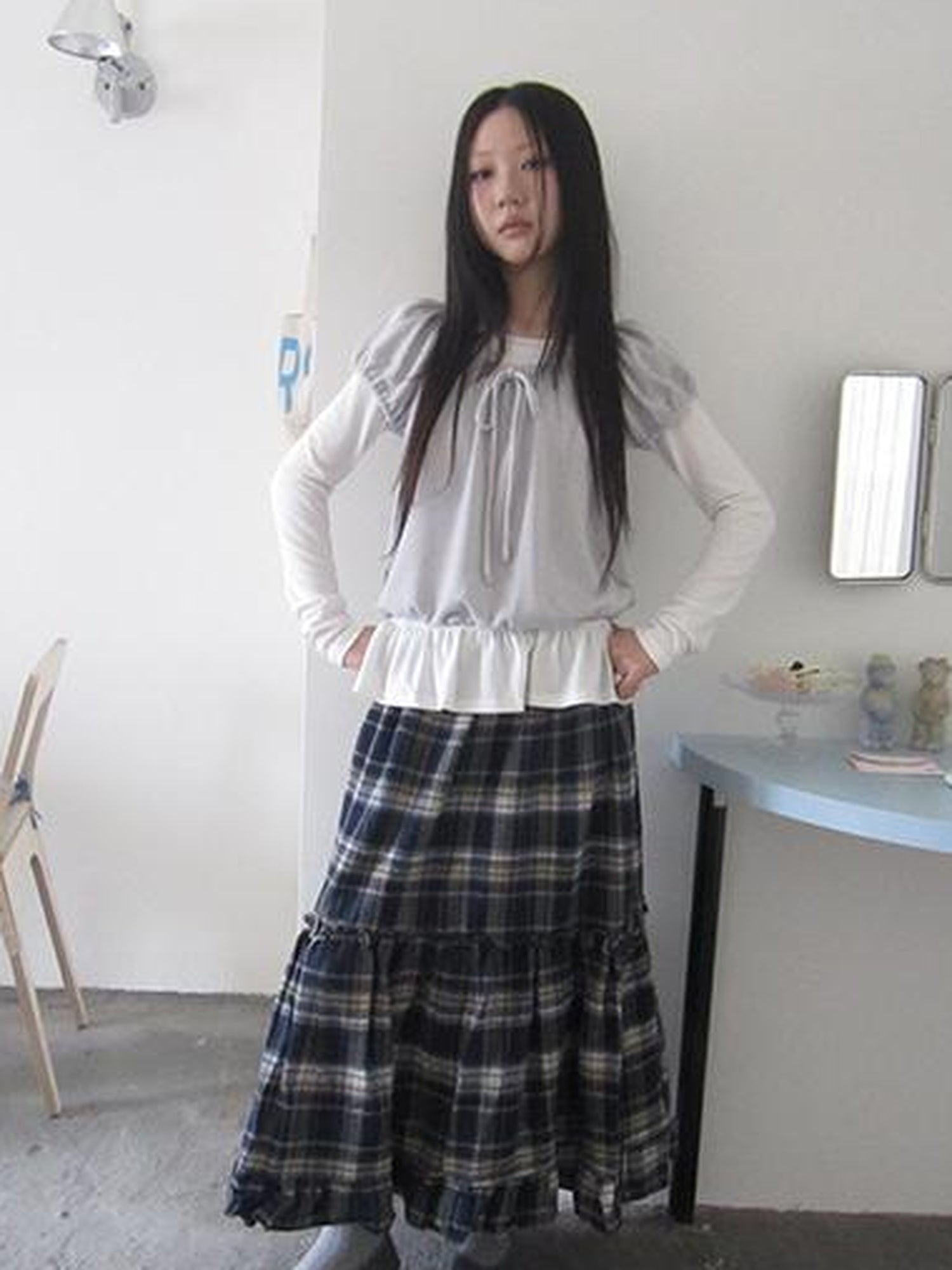 ang project Vintage Lace Up Layered Two Piece Set