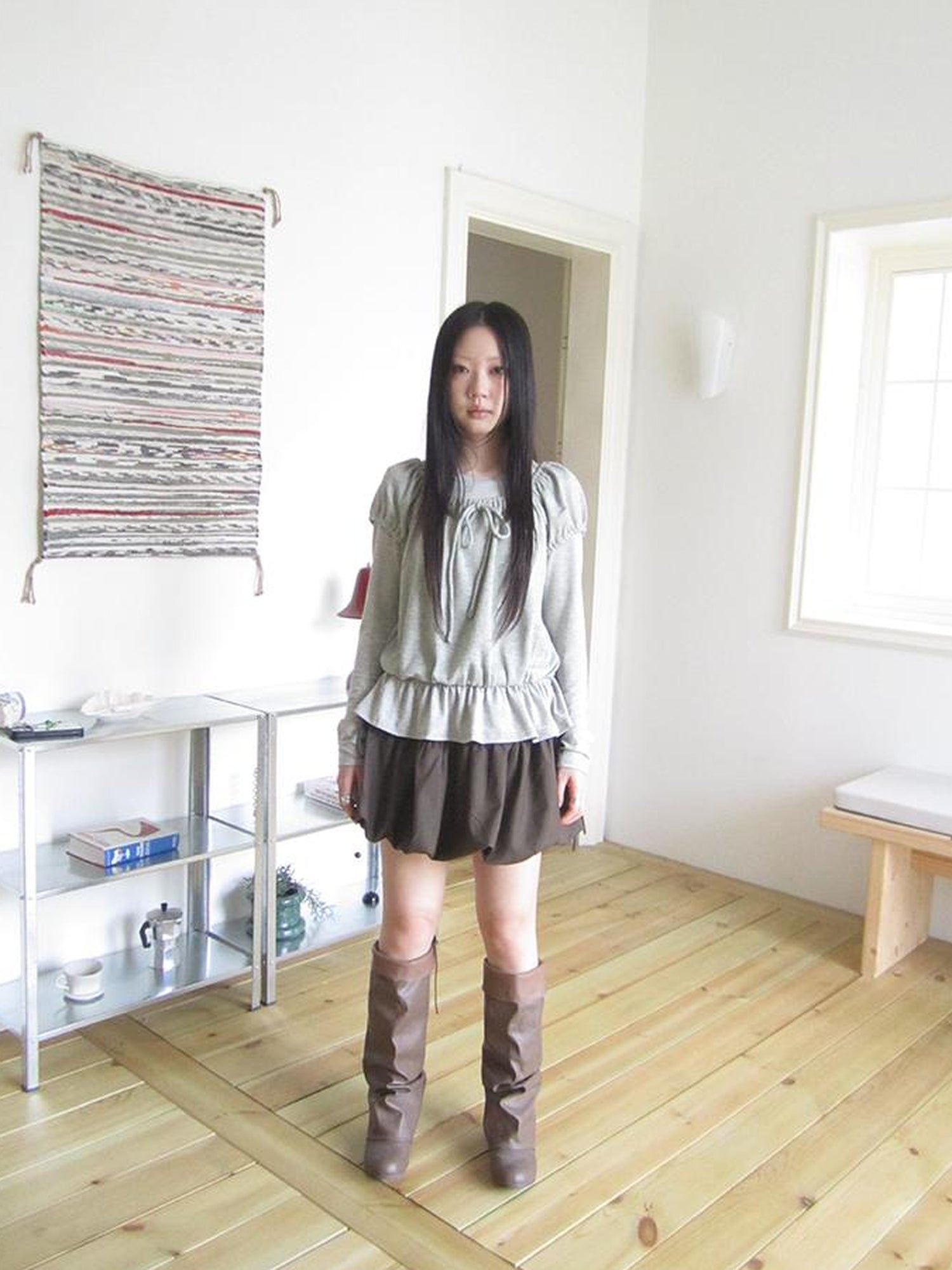 ang project Vintage Lace Up Layered Two Piece Set