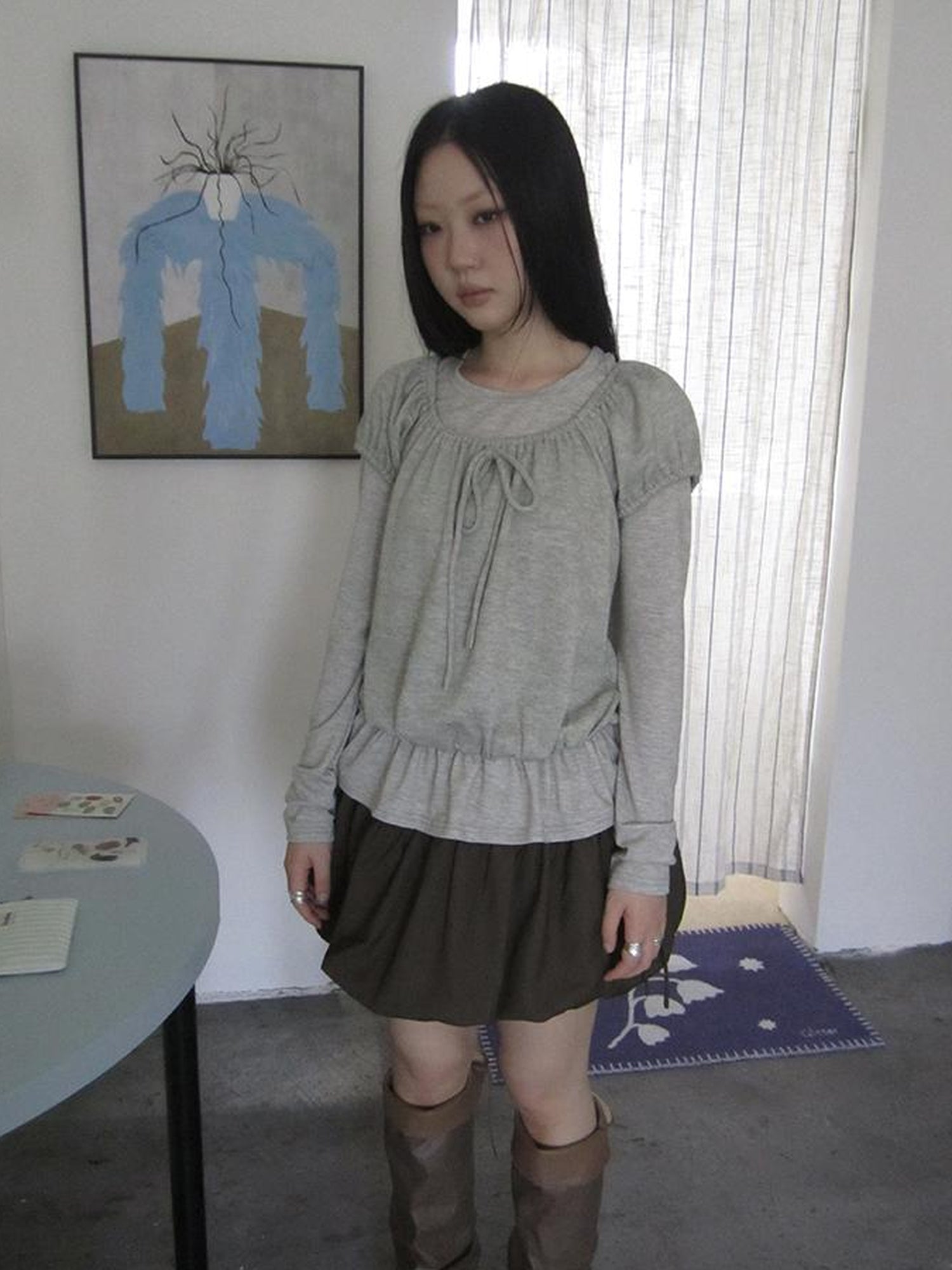 ang project Vintage Lace Up Layered Two Piece Set