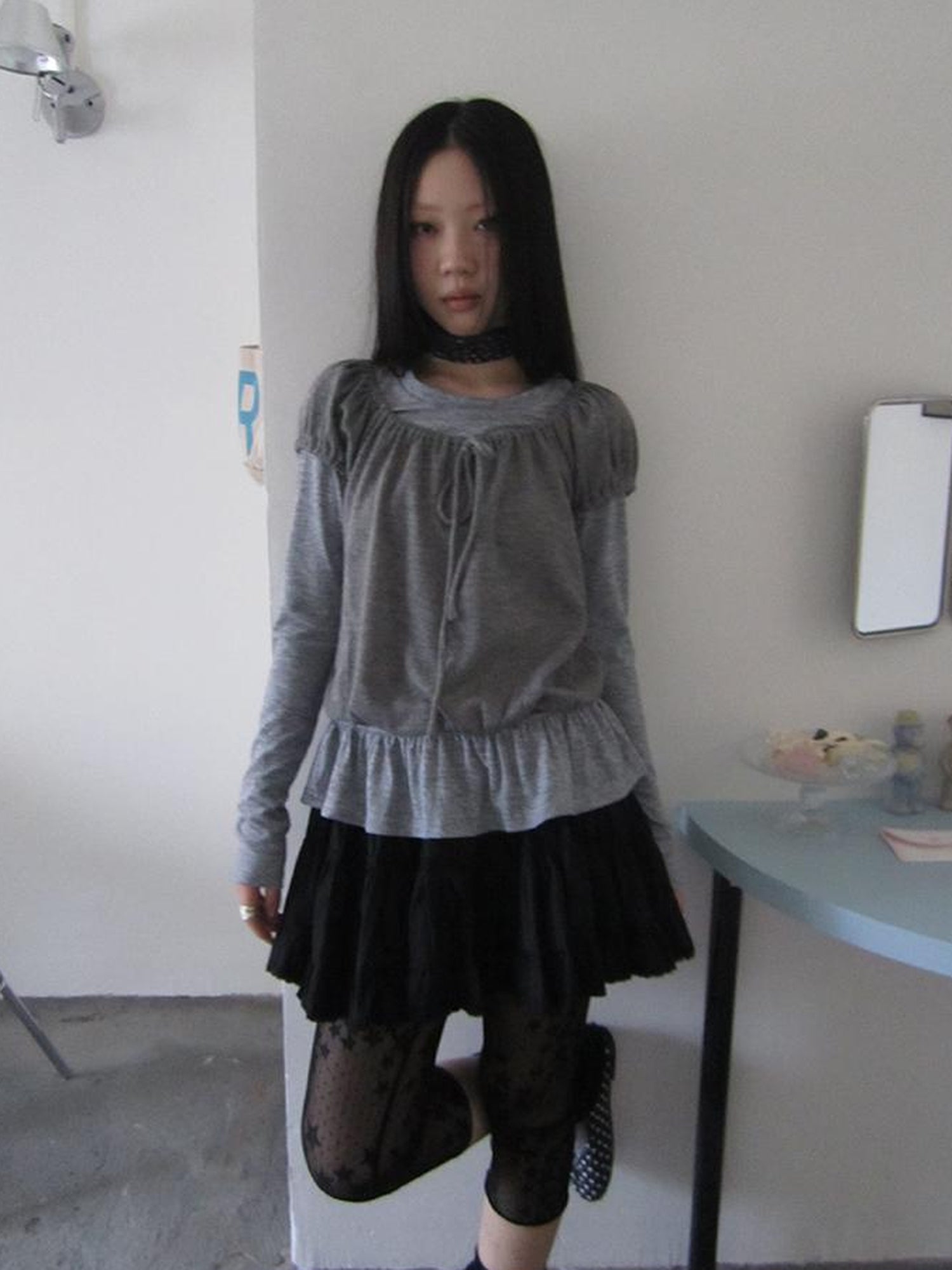 ang project Vintage Lace Up Layered Two Piece Set