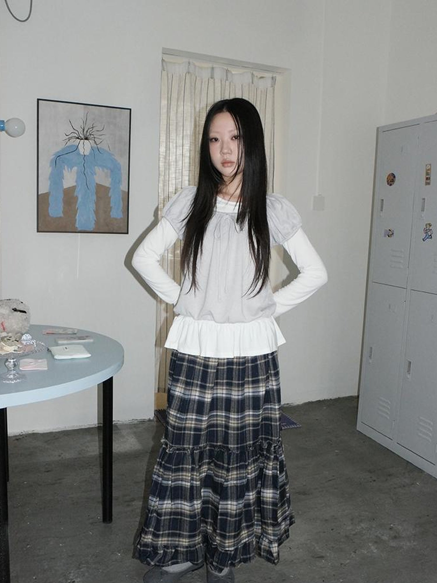 ang project Vintage Lace Up Layered Two Piece Set