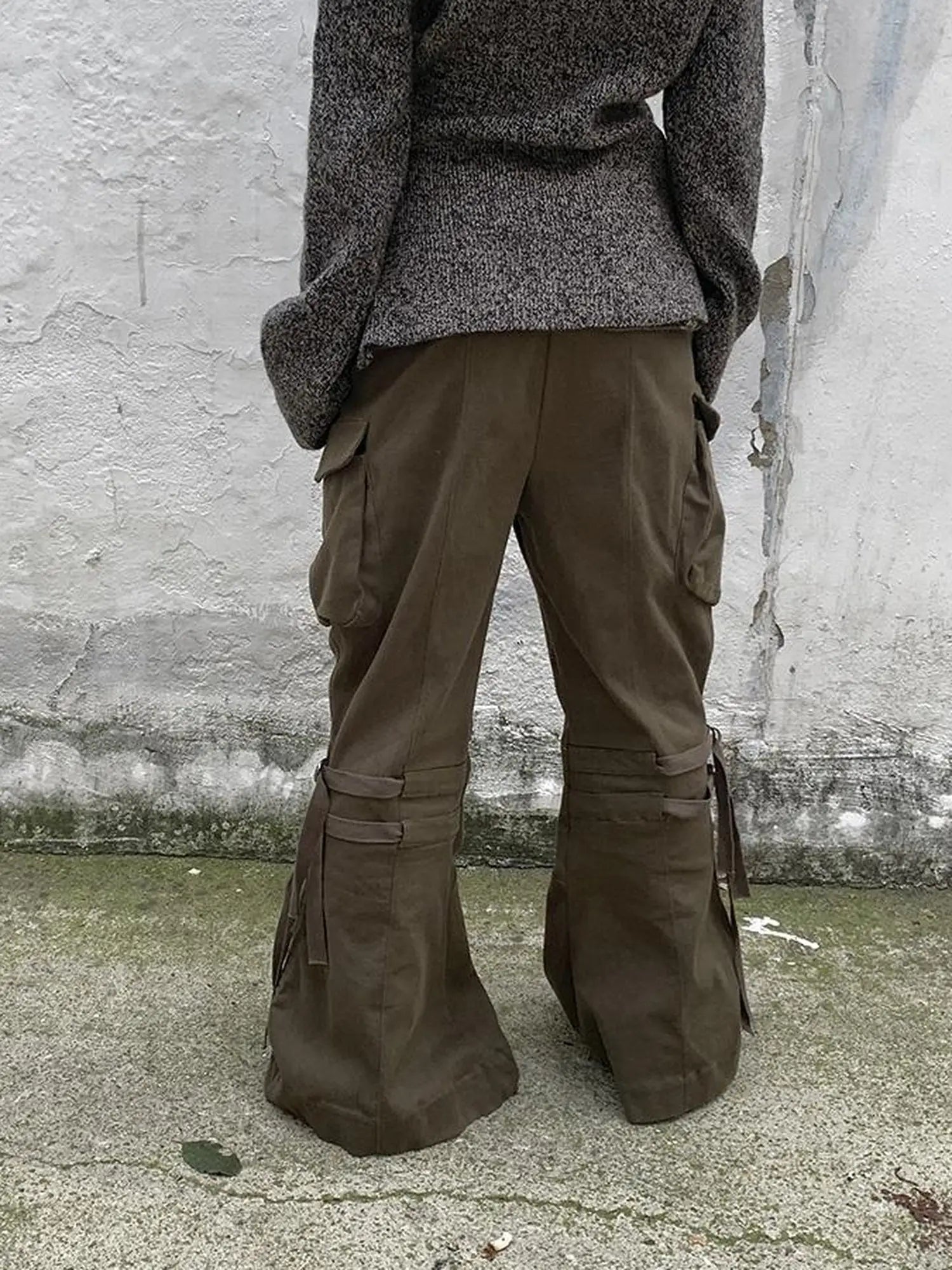 Vintage Lace Up Wide Leg Cargo Pants