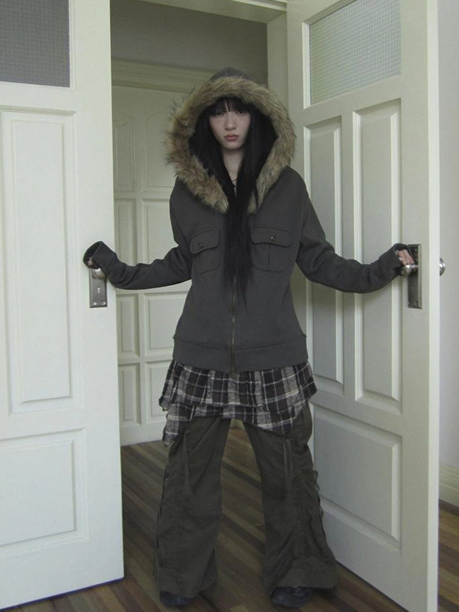 Vintage Lace Up Wide Leg Cargo Pants