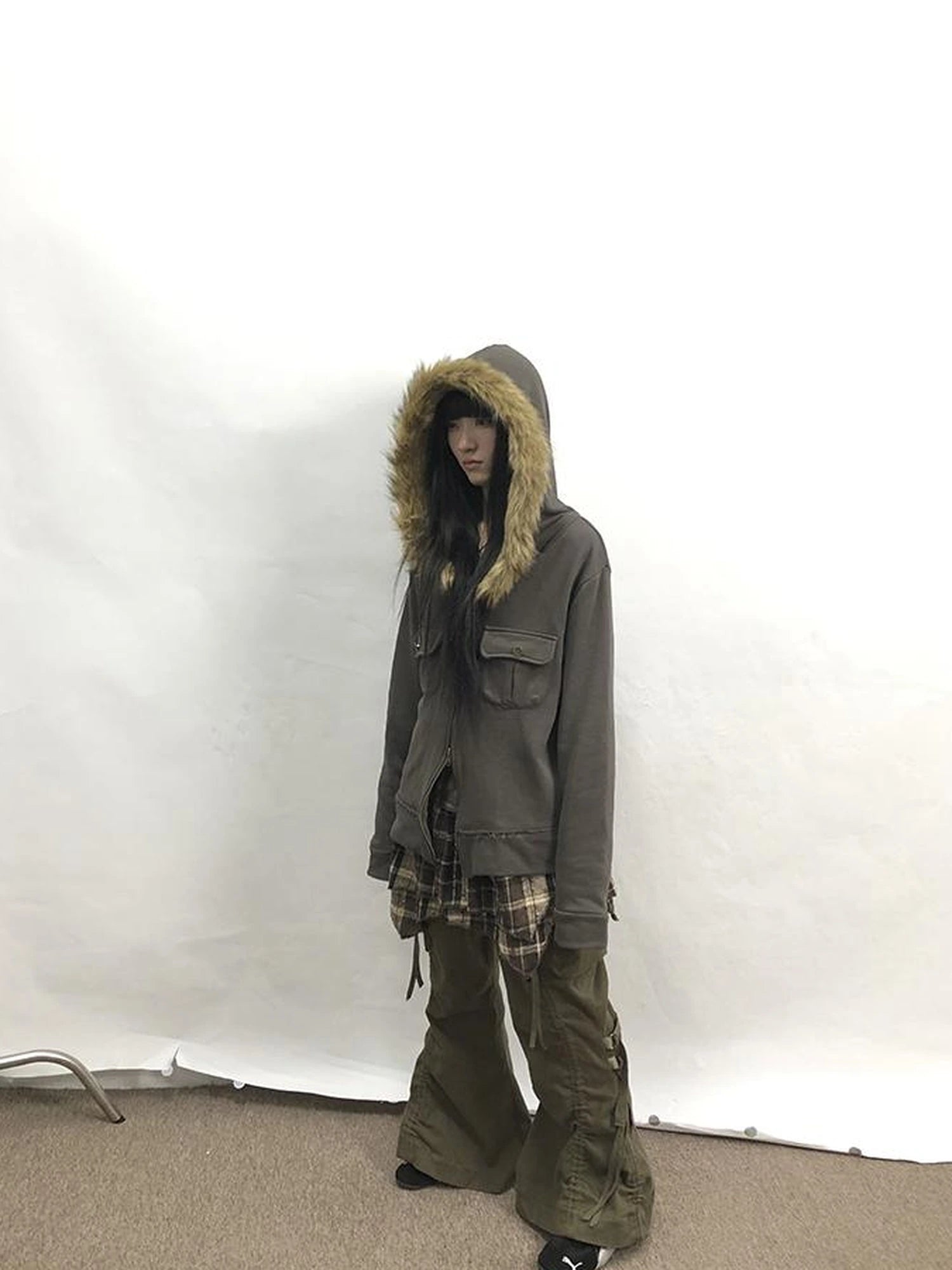 Vintage Lace Up Wide Leg Cargo Pants