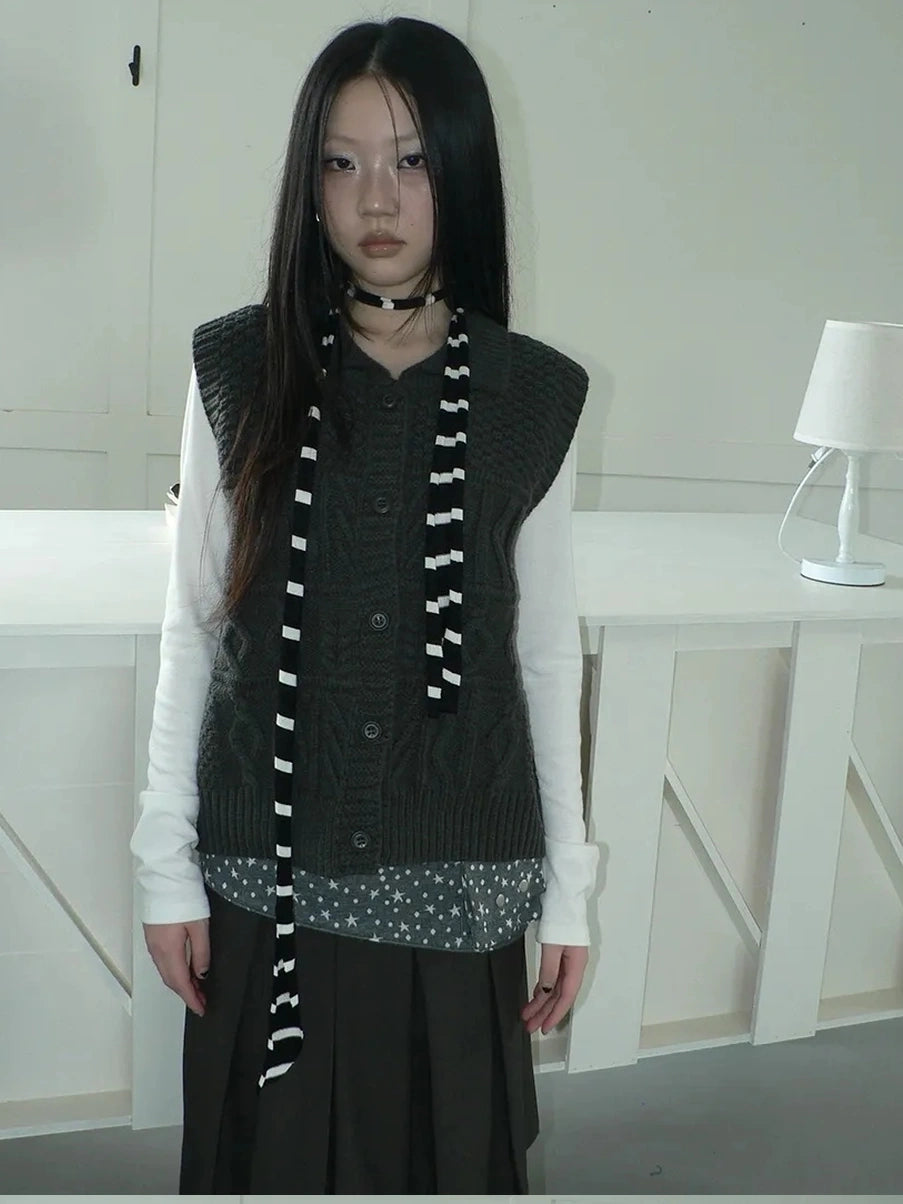 ang project Vintage Lapel Layering Cropped Vest Vest