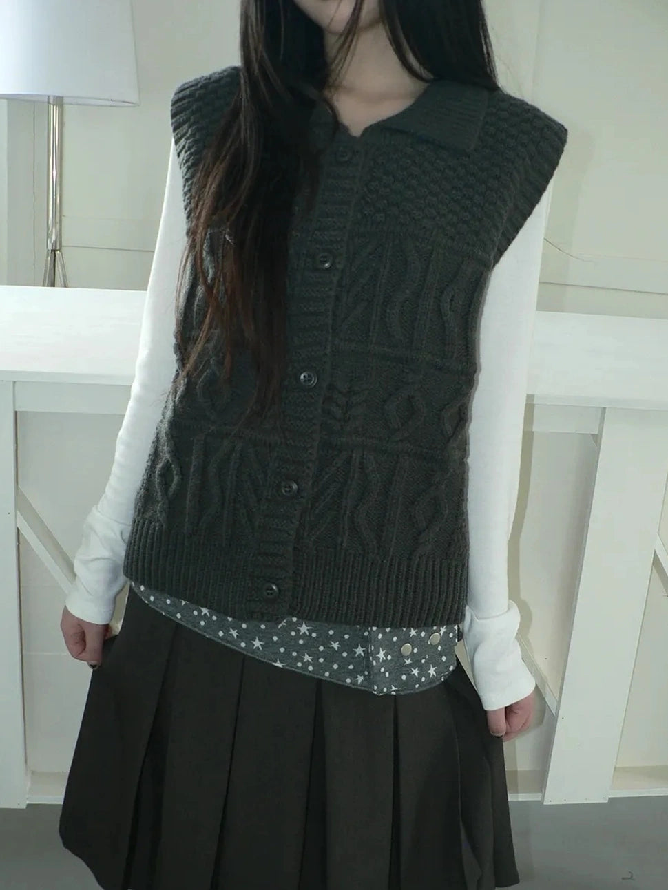 ang project Vintage Lapel Layering Cropped Vest Vest