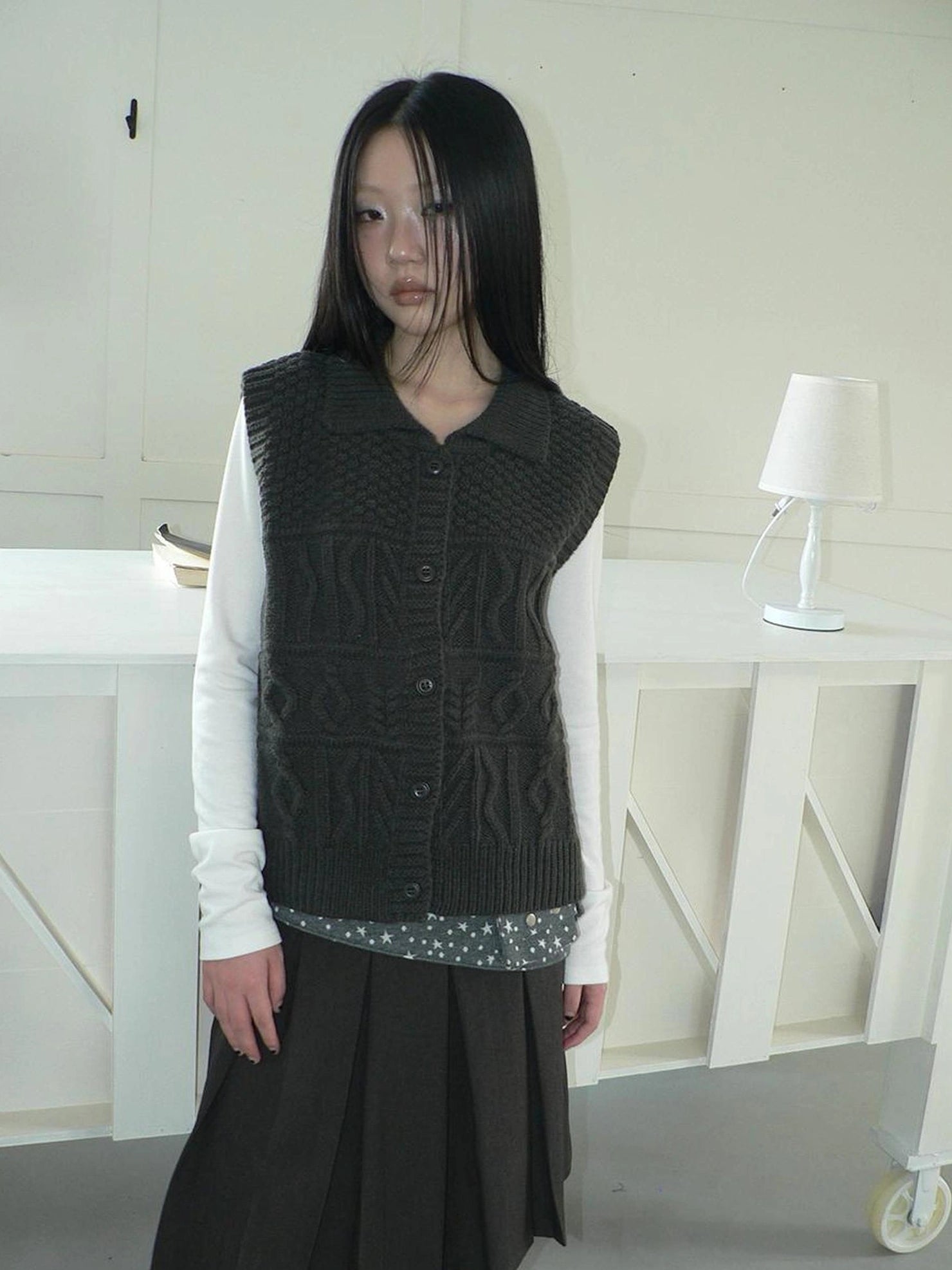 ang project Vintage Lapel Layering Cropped Vest Vest