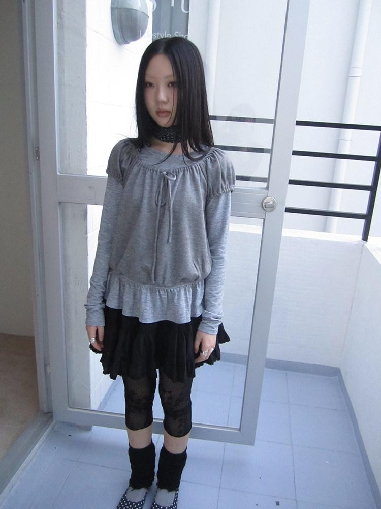 ang project Vintage Layered Tie Waist Solid Two Piece Women&