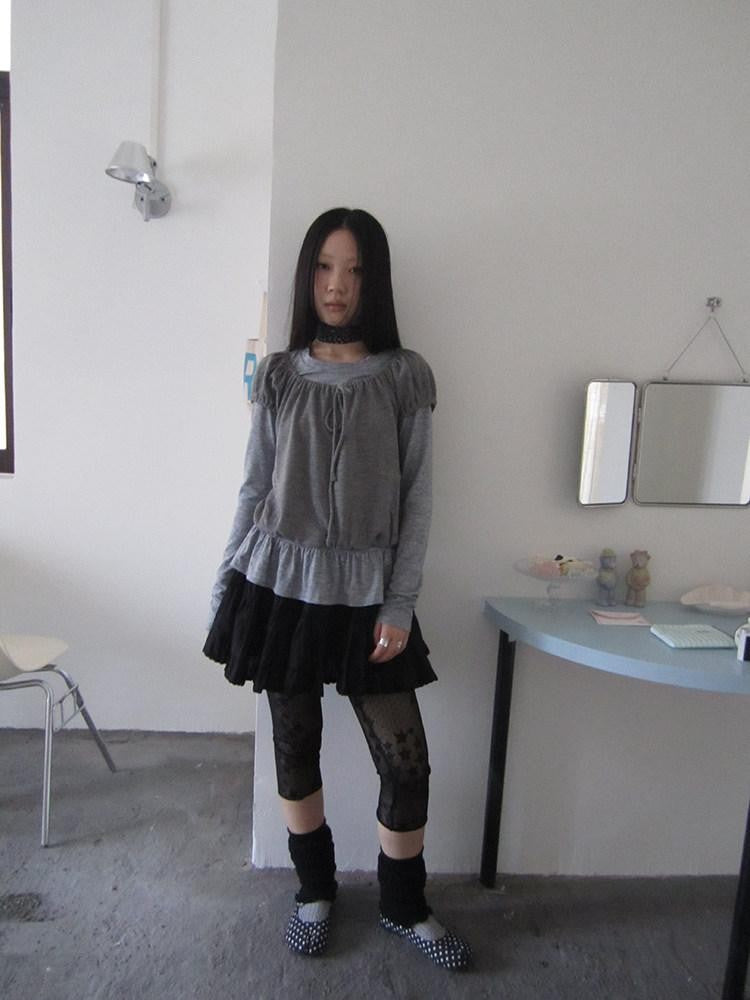 ang project Vintage Layered Tie Waist Solid Two Piece Women&