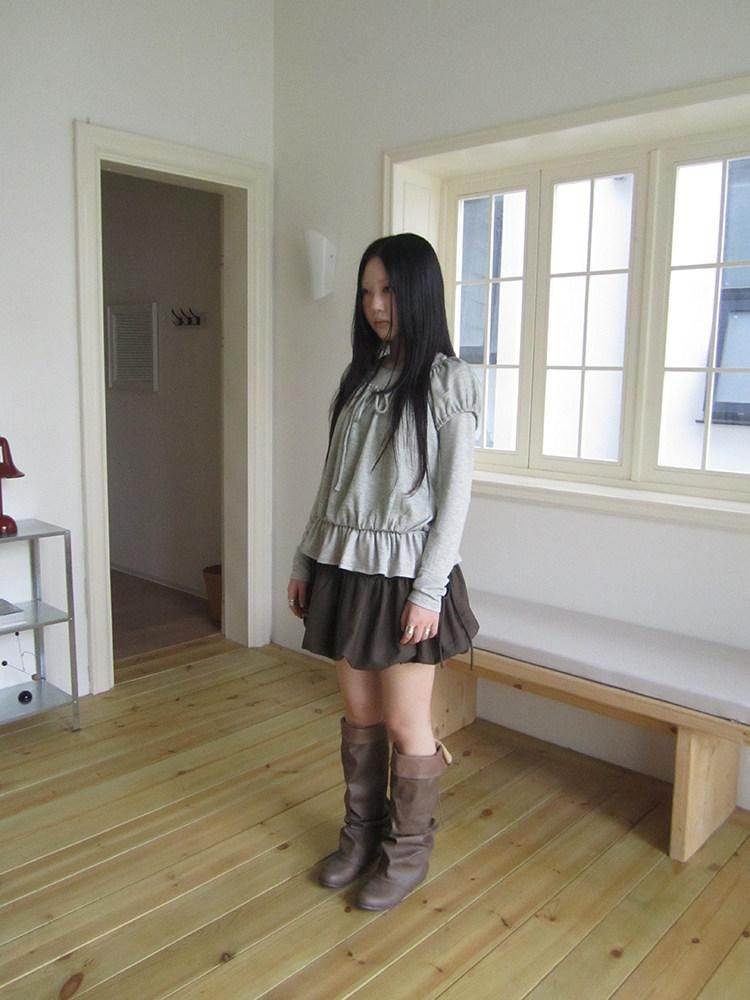 ang project Vintage Layered Tie Waist Solid Two Piece Women&