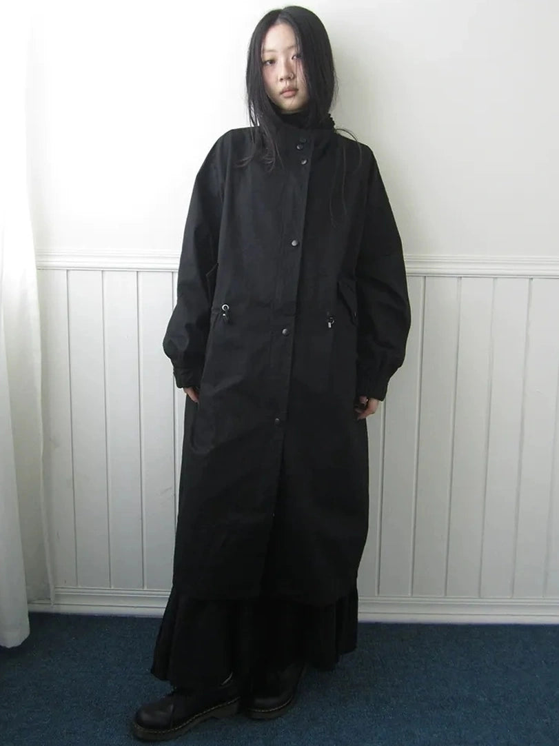 ang project Vintage Loose Fit Drawstring Waist Trench Coat Coat