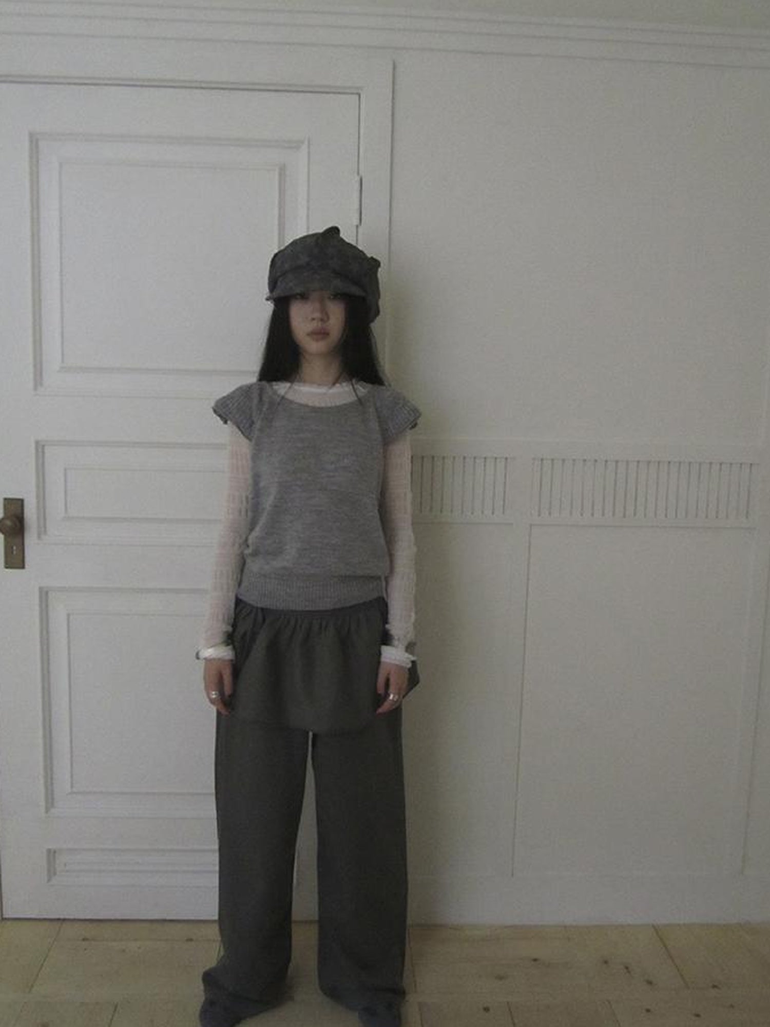 ang project Vintage Loose Knit Short Sleeve With Flutter Sleeves