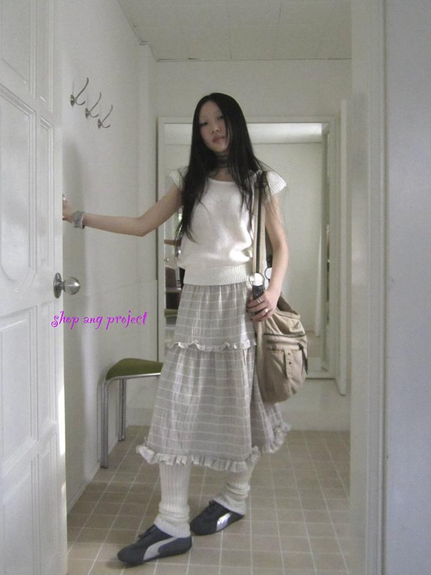 ang project Vintage Loose Knit Short Sleeve With Flutter Sleeves