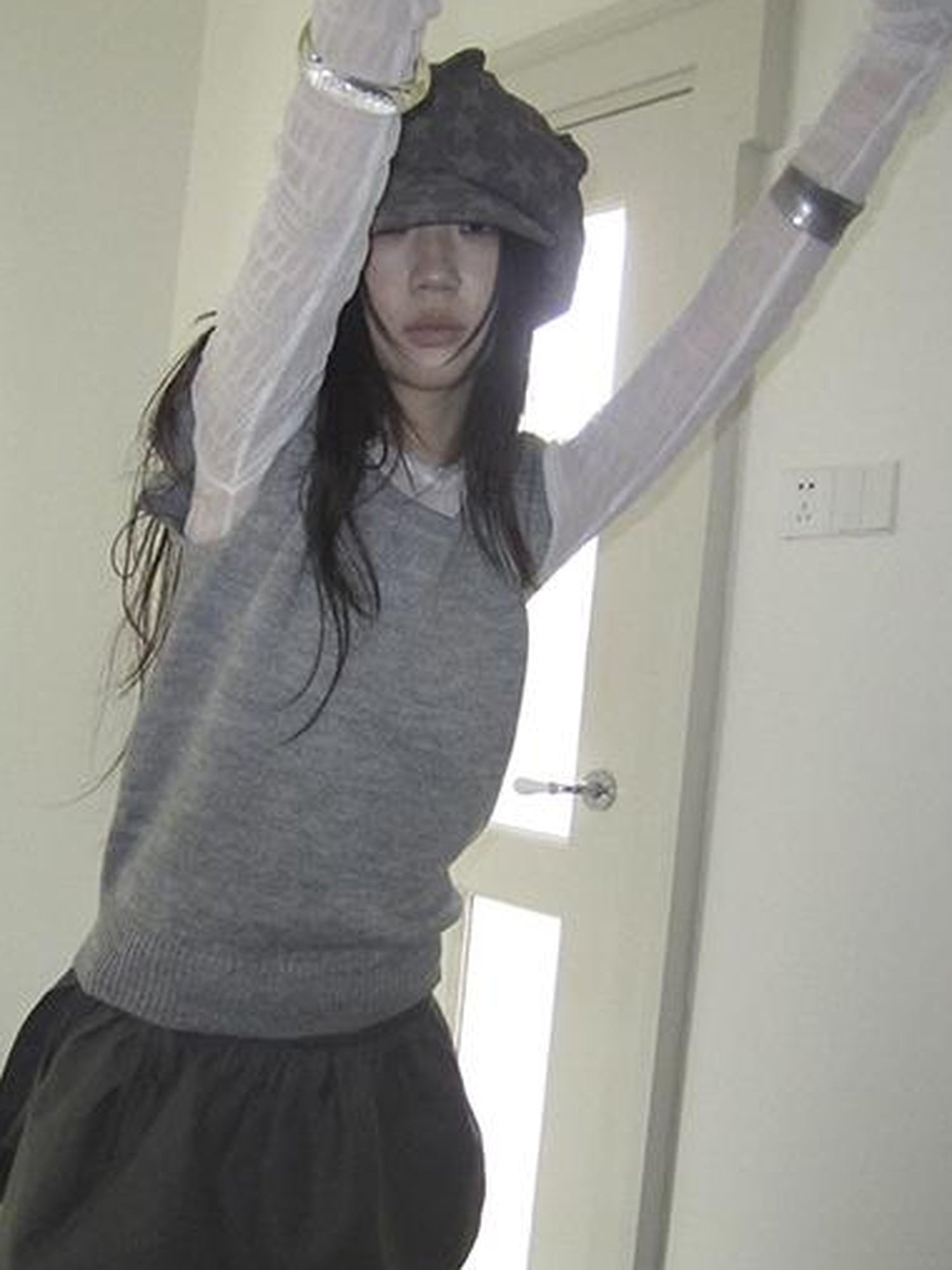 ang project Vintage Loose Knit Short Sleeve With Flutter Sleeves