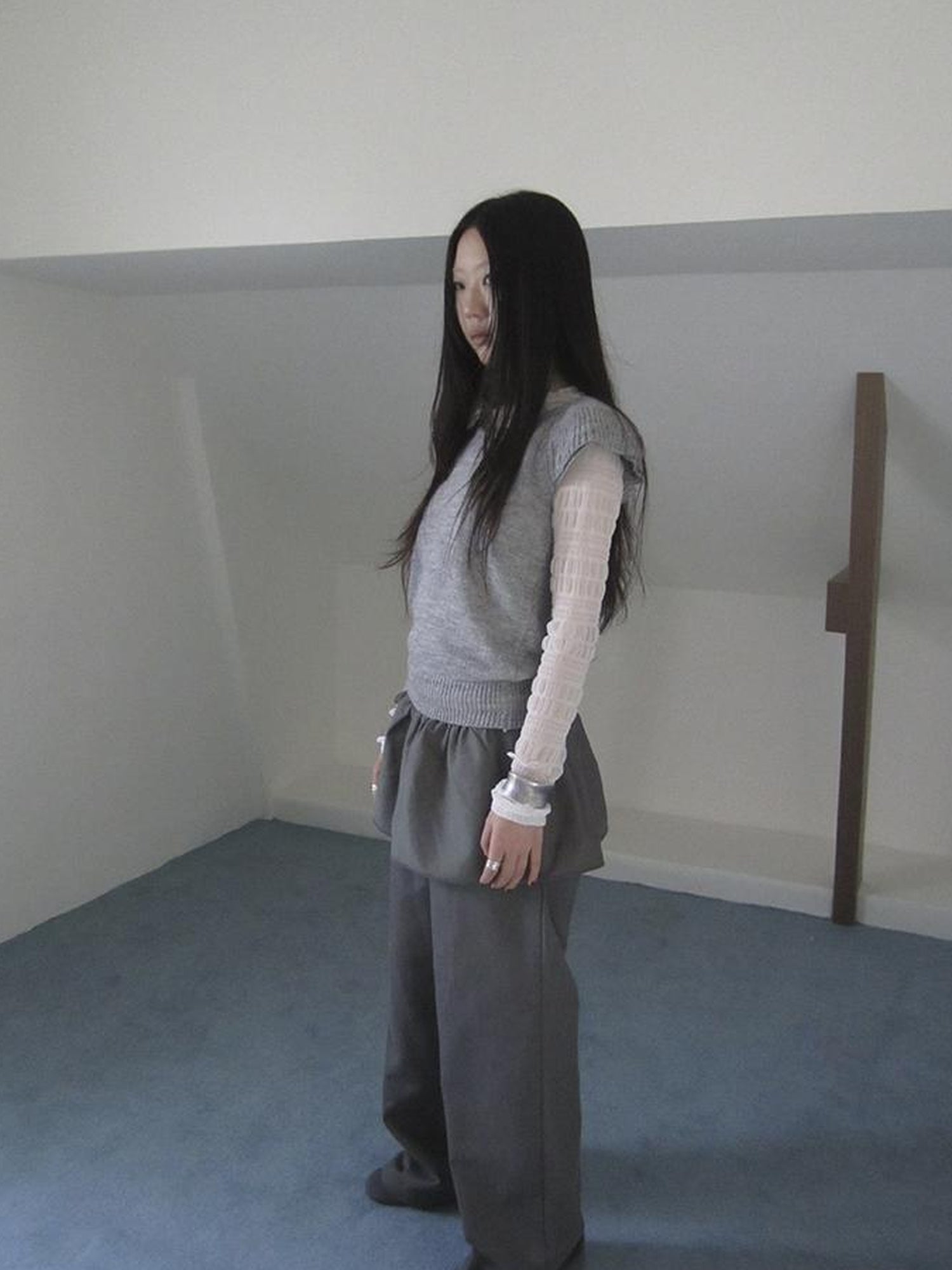 ang project Vintage Loose Knit Short Sleeve With Flutter Sleeves